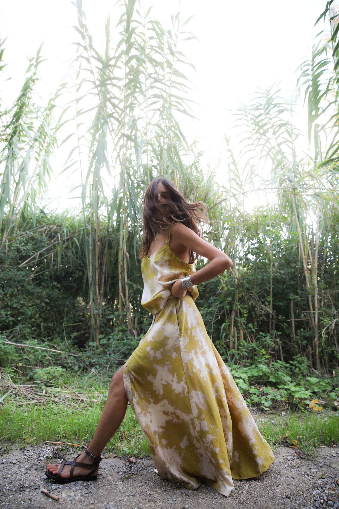 Natja - Misty button skirt I Golden mustard combo 3 - Rabens Saloner - DK