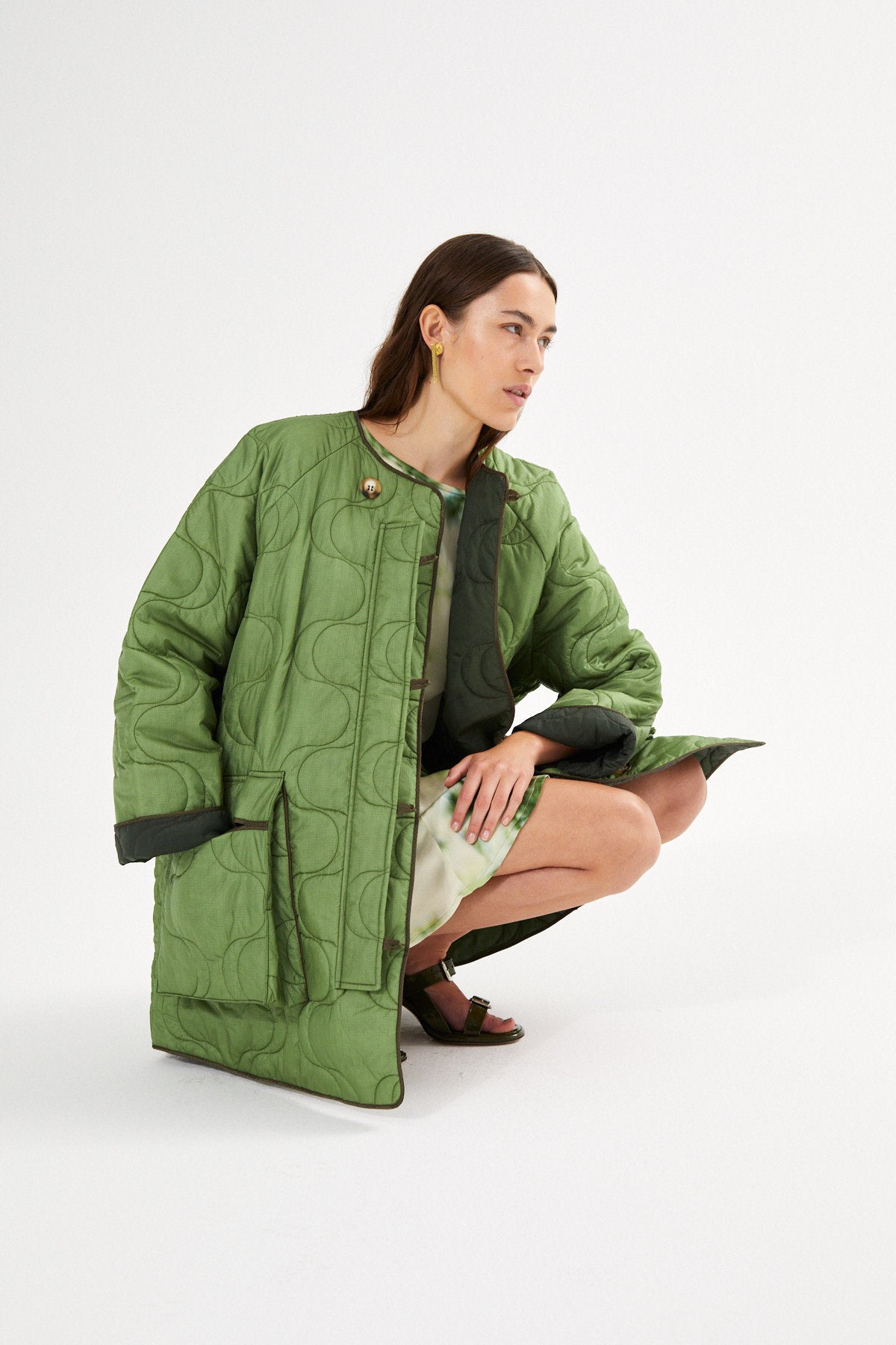 PreLoved Rahlin - Pastel quilt coat I Stone green - XS 3 - Rabens Saloner - DK