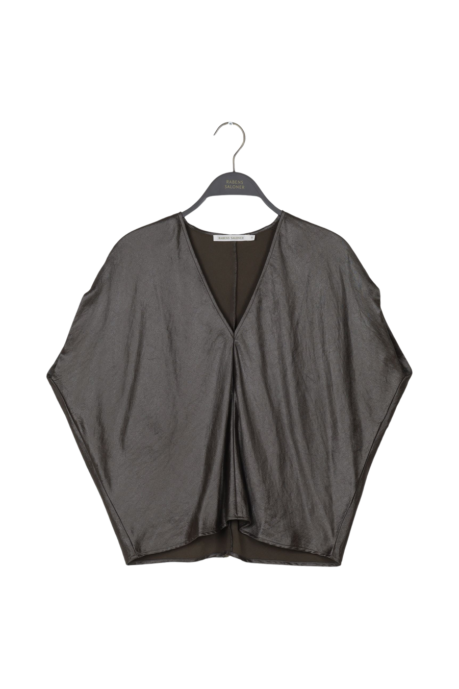 PreLoved Delina - Hammered metal blouse - S Gun metal S 1 - Rabens Saloner - DK