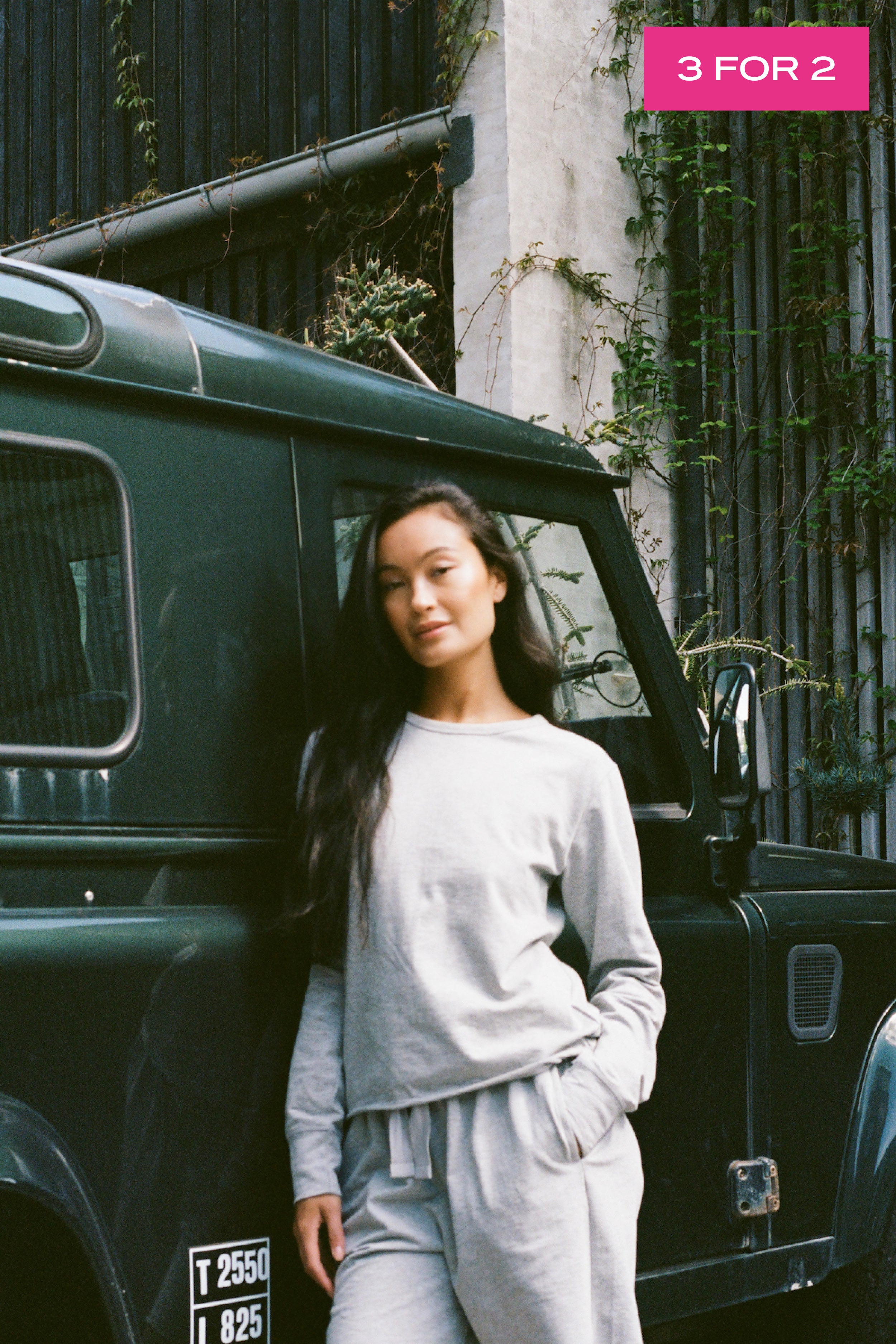 Hila - Light stretch crew neck top I Grey melange 1 - Rabens Saloner - DK