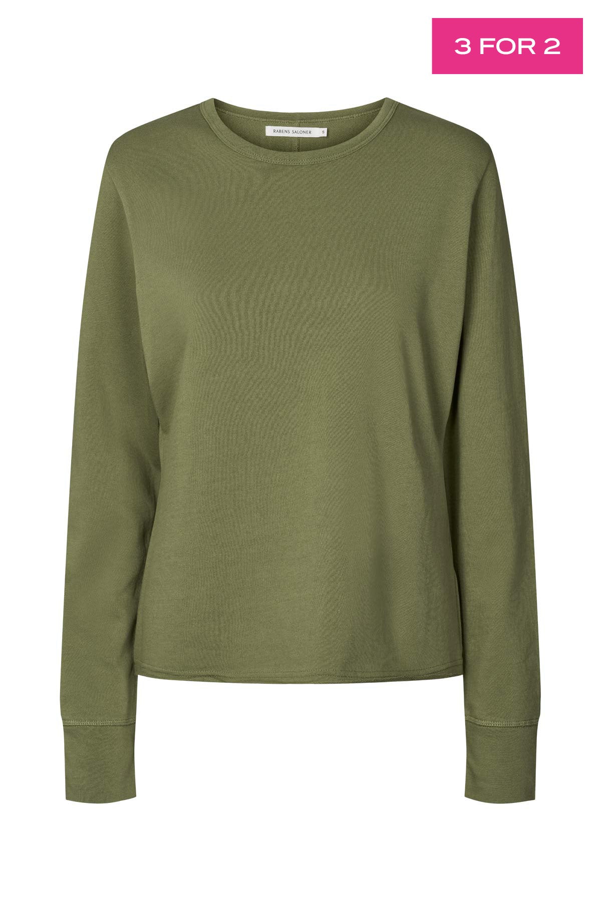 Hila - Light stretch crew neck top I Loden green 1 - Rabens Saloner - DK