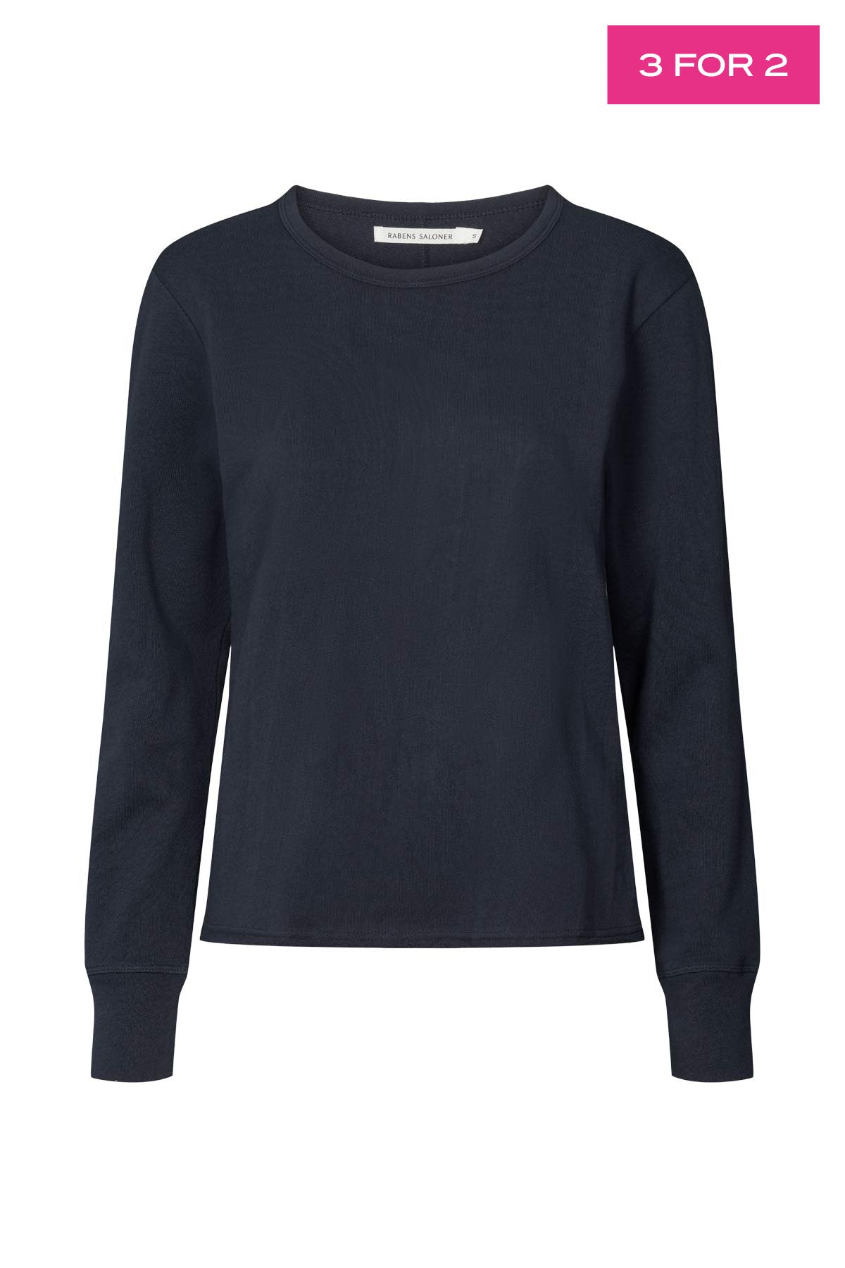 Hila - Light stretch crew neck top I Navy 1 - Rabens Saloner - DK