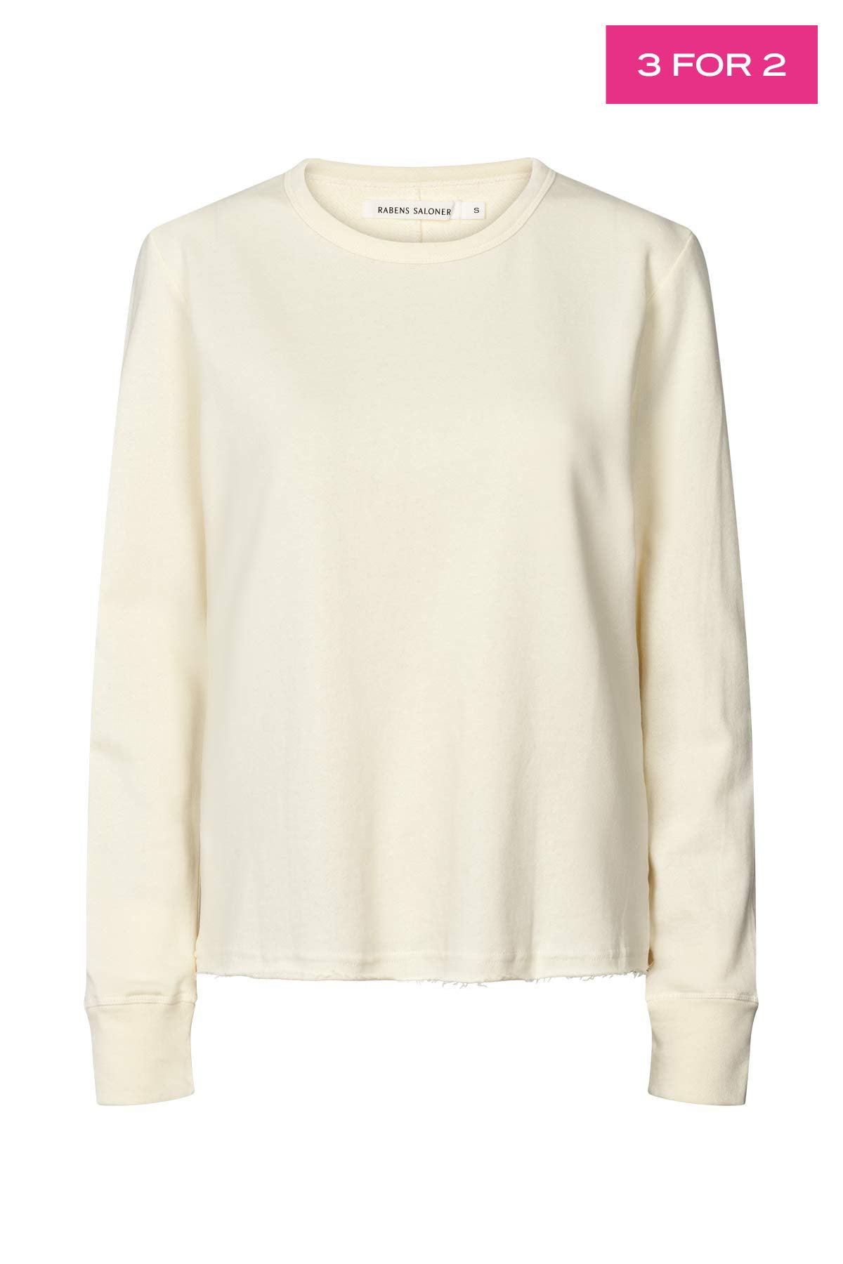 Hila - Light stretch crew neck top I Winter white 1 - Rabens Saloner - DK