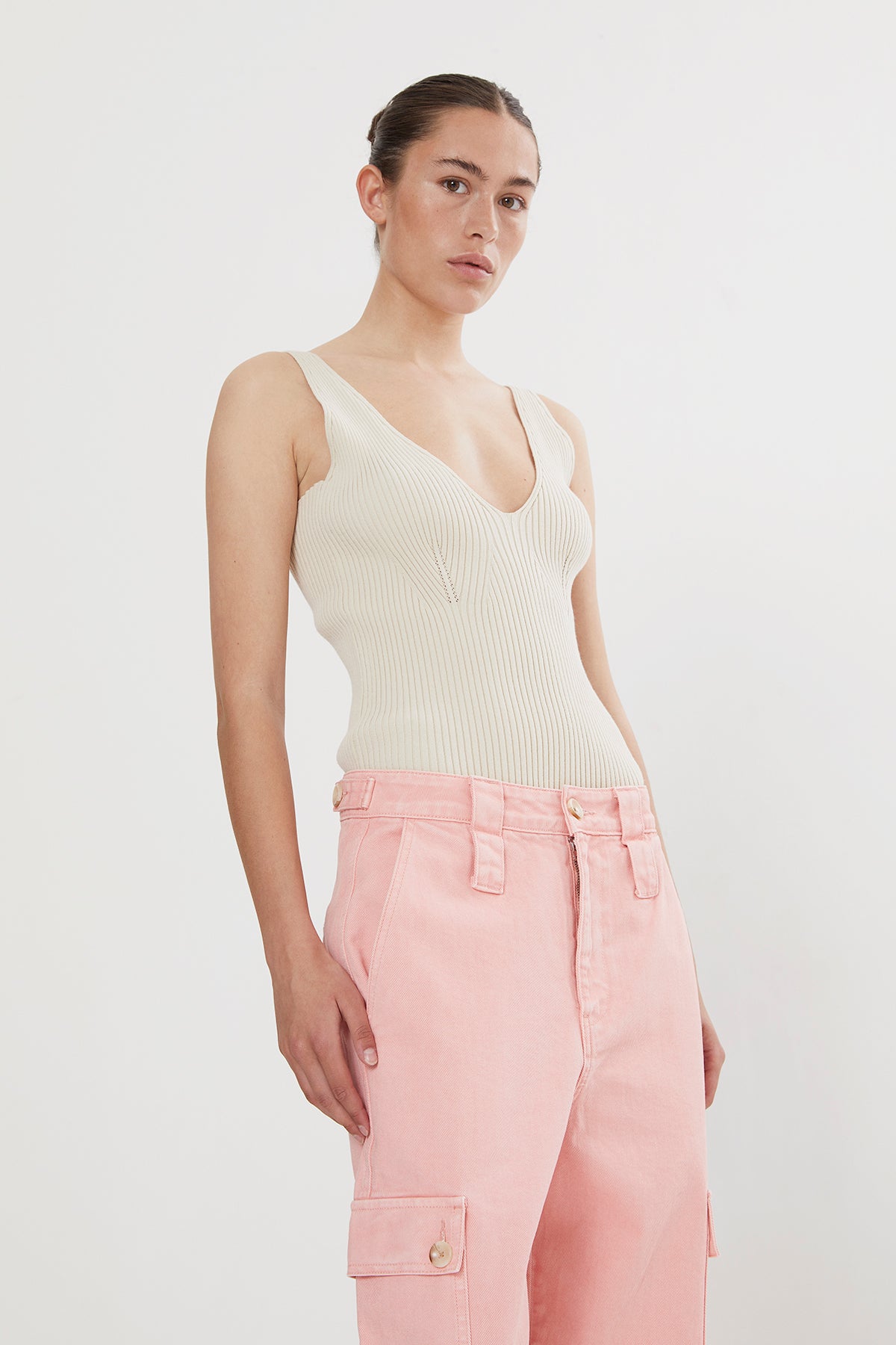 PreLoved Ferah - Contour knit tank top I Chalk - S 3 - Rabens Saloner - DK