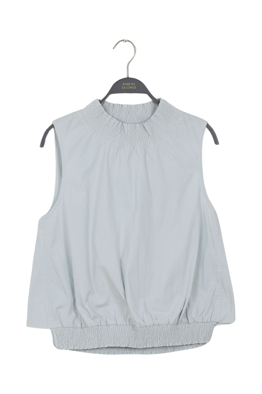 PreLoved Fiola - Poplin heavy shirring top I Sky blue - L 1 - Rabens Saloner - DK