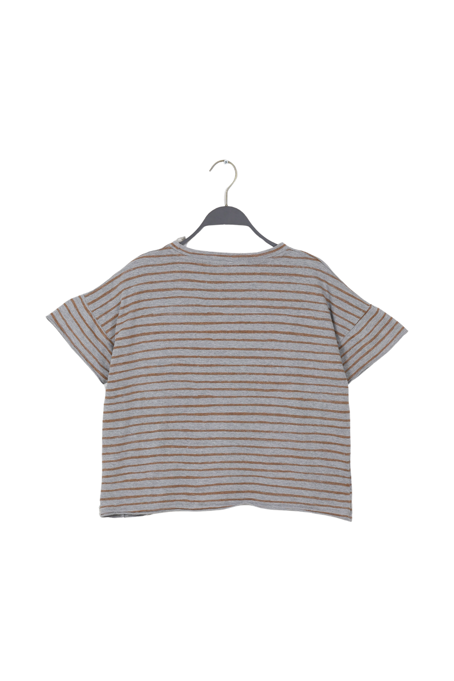 PreLoved Margot - Light stretch cropped t-shirt I Grey honey stripe - XS/S 2 - Rabens Saloner - DK