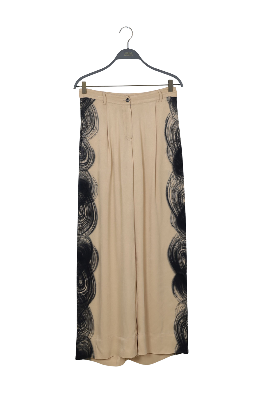 PreLoved Briana - Swirl pleat wide pant I Black sculp combo - S