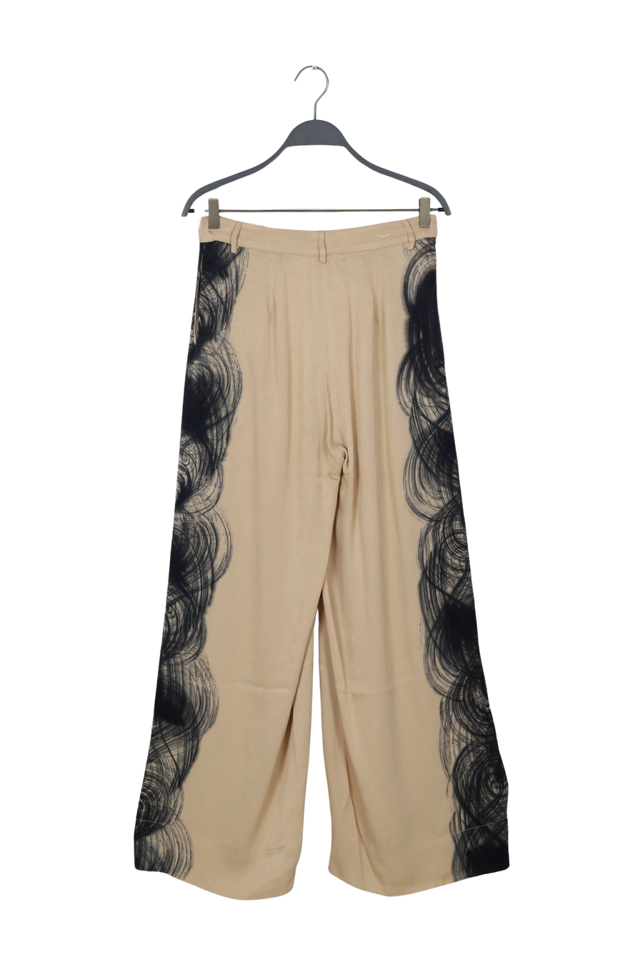 PreLoved Briana - Swirl pleat wide pant I Black sculp combo - S 2 - Rabens Saloner - DK