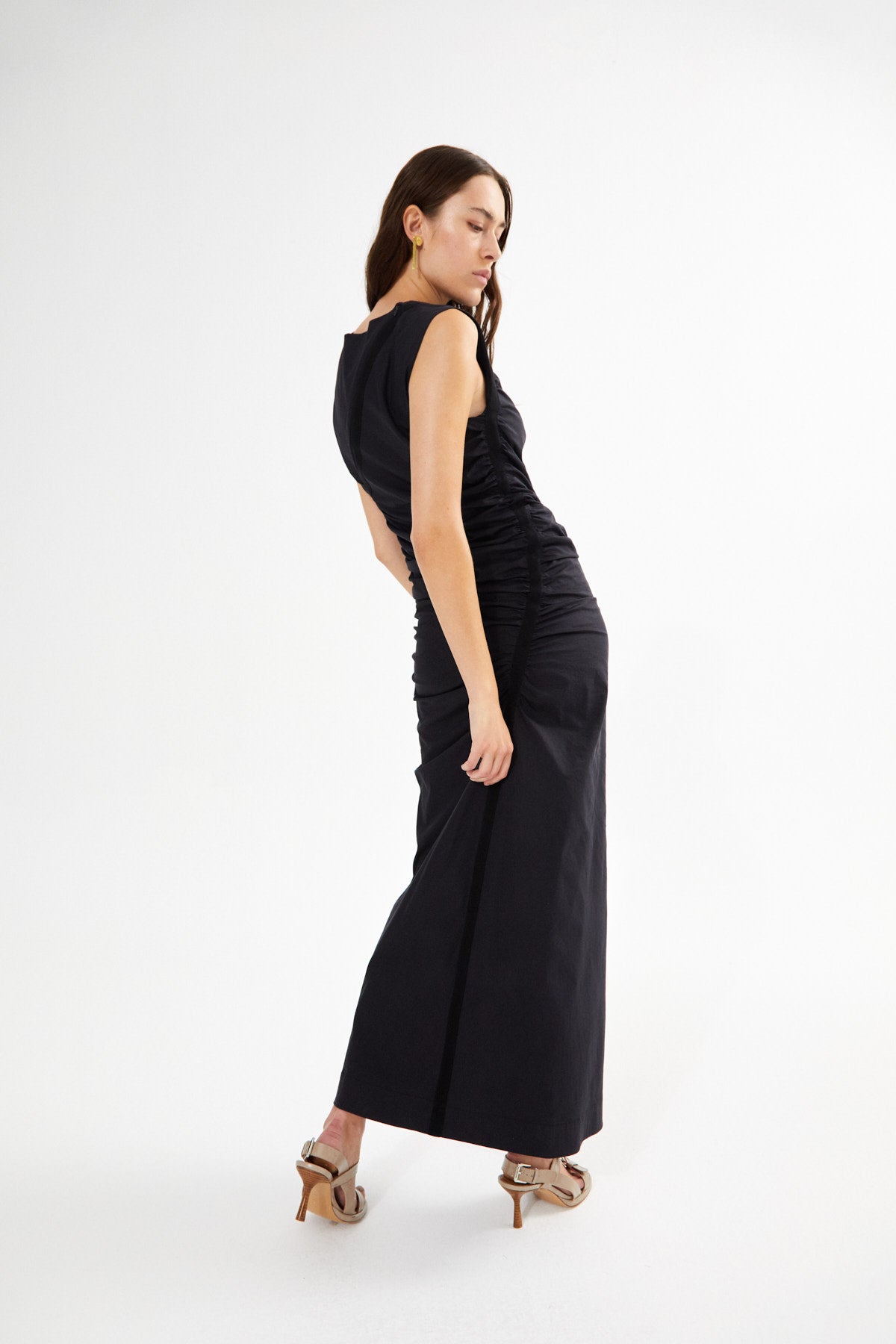 PreLoved Bibber - Papery fitted long dress I Black - XS 4 - Rabens Saloner - DK