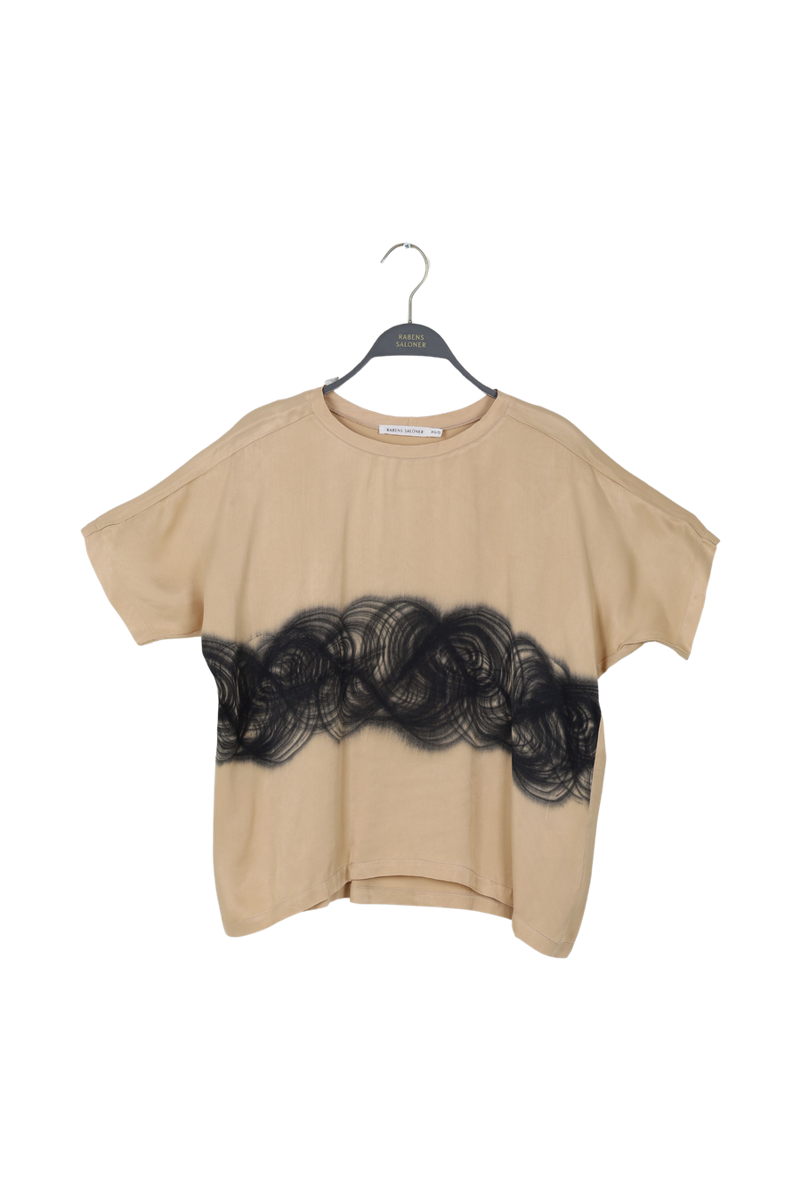 PreLoved Maggi - Swirl cropped Tshirt I Black sculp combo - XS/S 1 - Rabens Saloner - DK