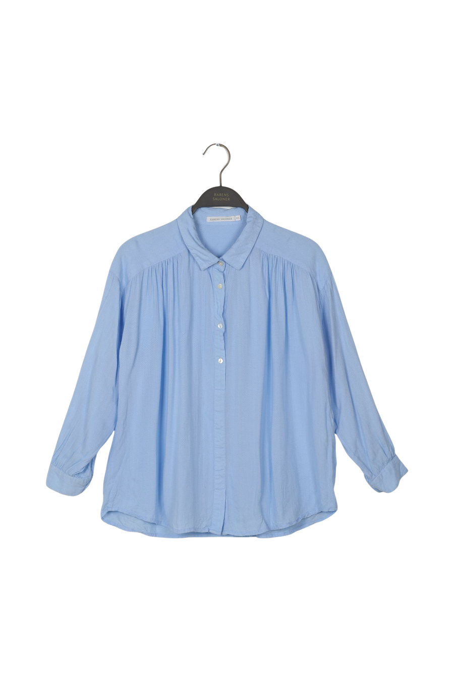 PreLoved Loulou - Herringbone gathered shirt - XS Light Blue XS 1 - Rabens Saloner - DK