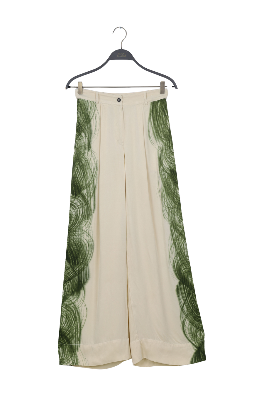 PreLoved Briana - Swirl pleat wide pant I Olive chalk combo - XS 1 - Rabens Saloner - DK