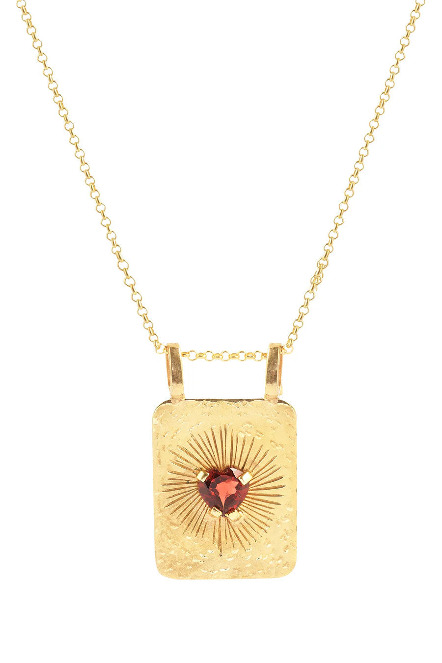 Heart pendant necklace - Nafsu I Gold w/ red stone 1 - Rabens Saloner - DK