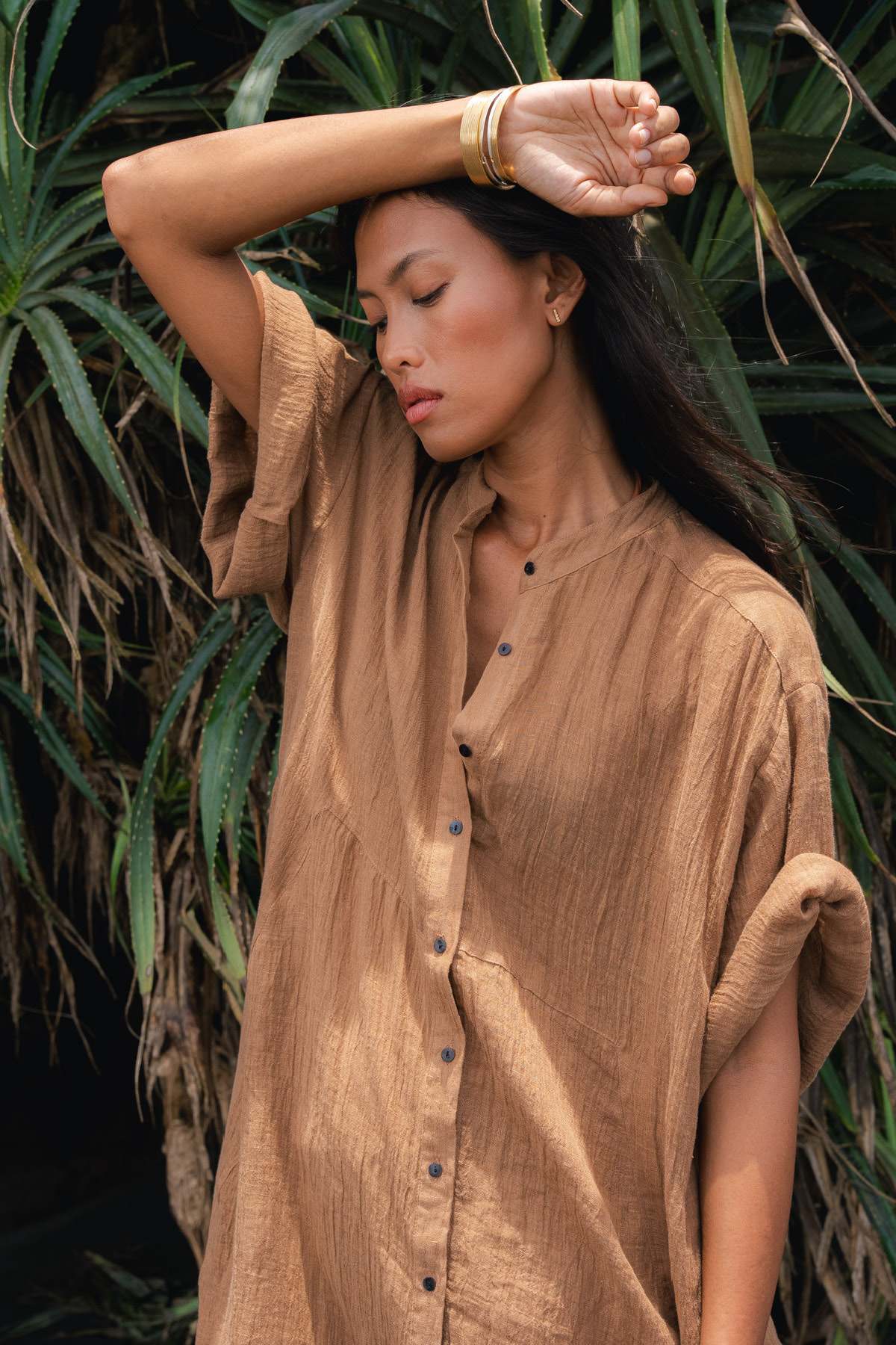 Susi - PRE-ORDER I Crinkled long kaftan I Walnut 7 - Rabens Saloner - DK