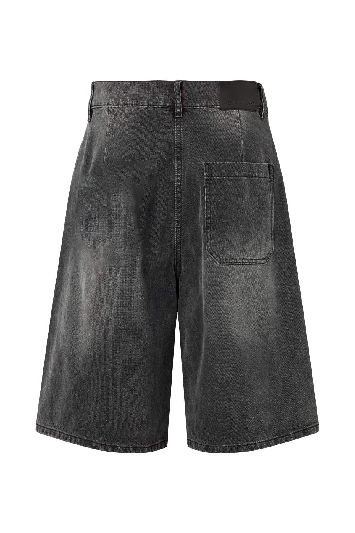 Raha - Denim black wide shorts I Washed black denim 8 - Rabens Saloner - DK