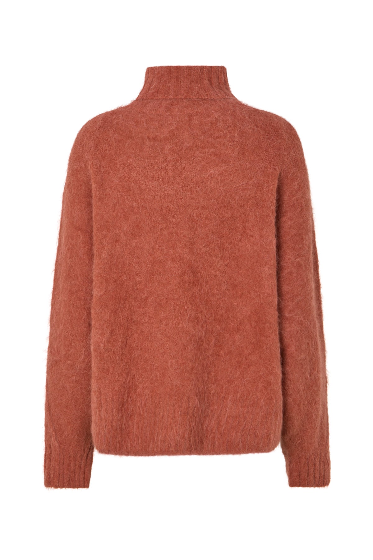Mabeka - Fluffy knit funnel-neck sweater I Redwood 6 - Rabens Saloner - DK