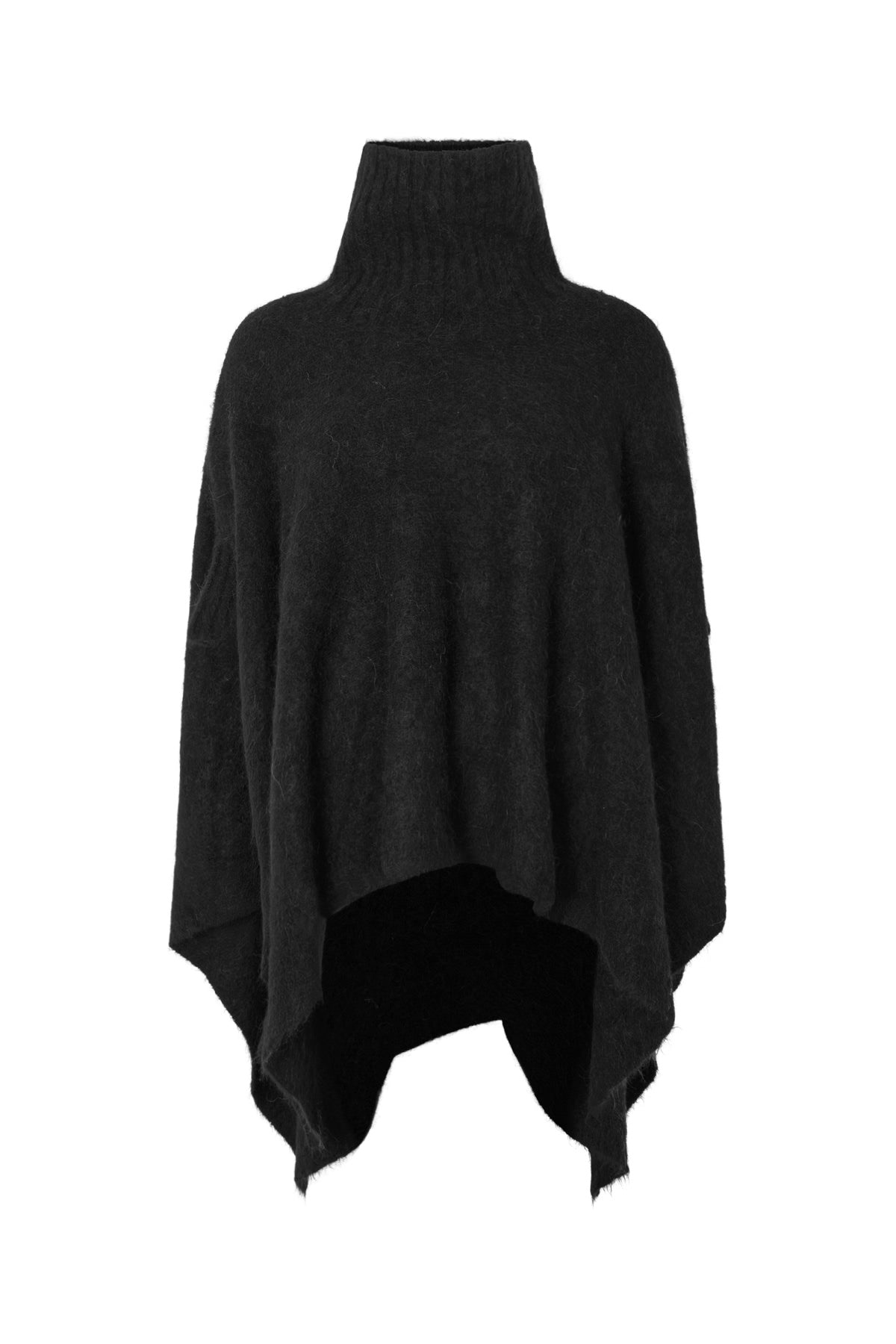 Dede - Fluffy knit poncho I Black Black O/S 5 - Rabens Saloner - DK