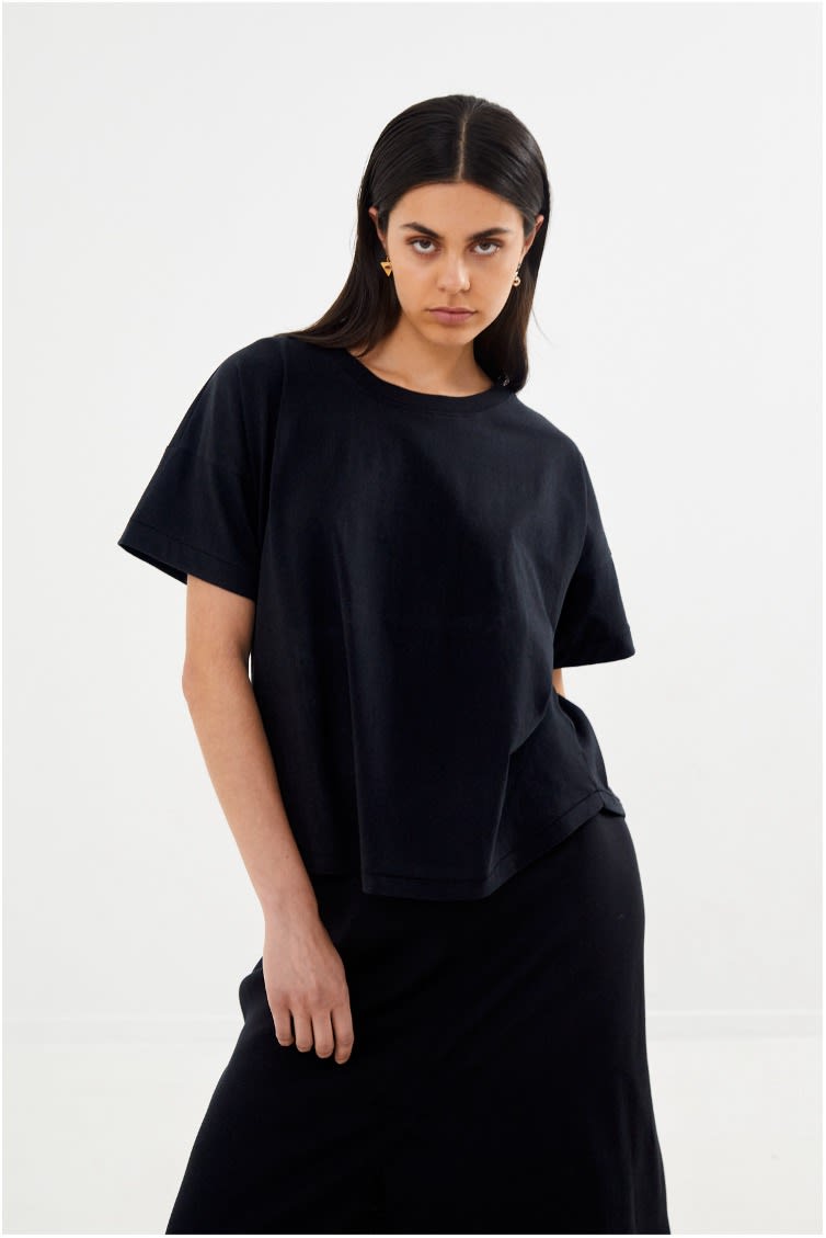 Margot - FOT cropped t-shirt I Black 2 - Rabens Saloner - DK
