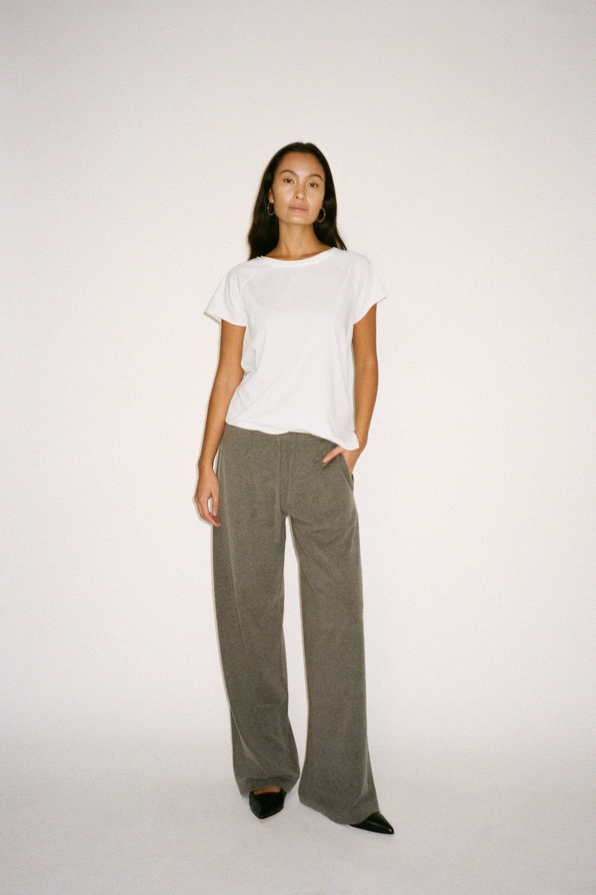 Filine - Knit lounge wide pants I Mole melange 1 - Rabens Saloner - DK
