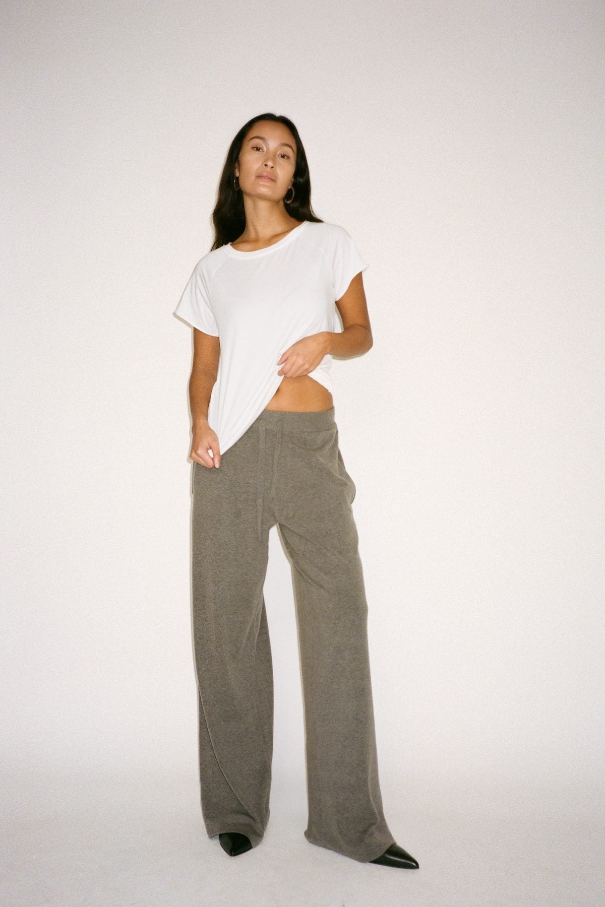 Filine - Knit lounge wide pants I Mole melange 3 - Rabens Saloner - DK