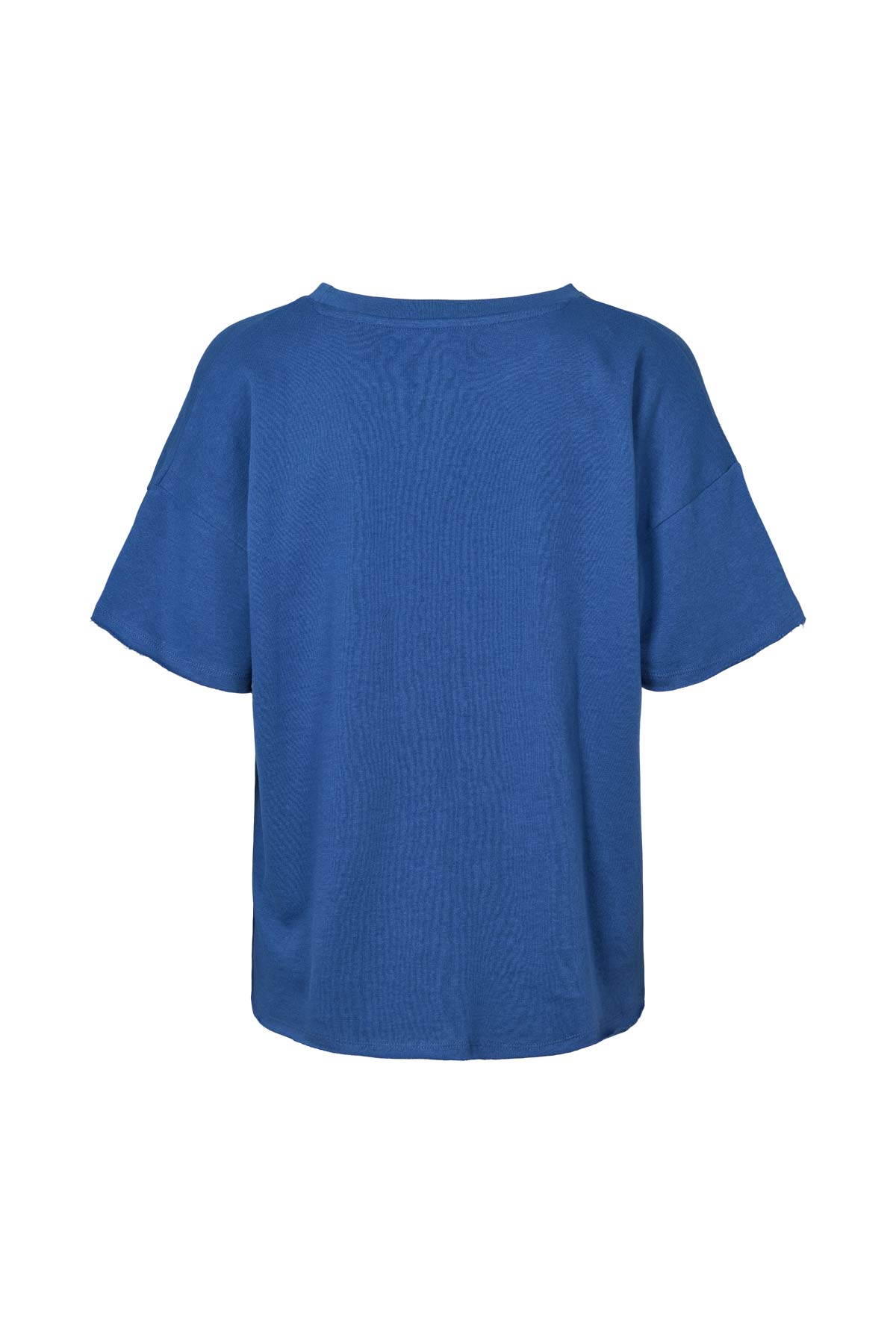 Margot - Light stretch cropped t-shirt I Workwear blue melange 2 - Rabens Saloner - DK