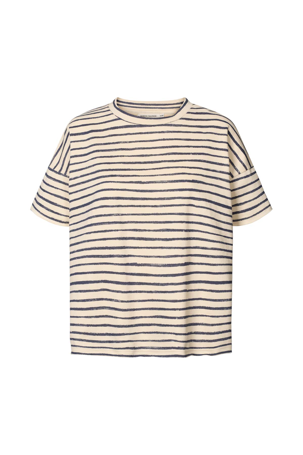 Margot - Light stretch cropped t-shirt I Oyster navy stripe Oyster navy stripe XS/S 3 - Rabens Saloner - DK