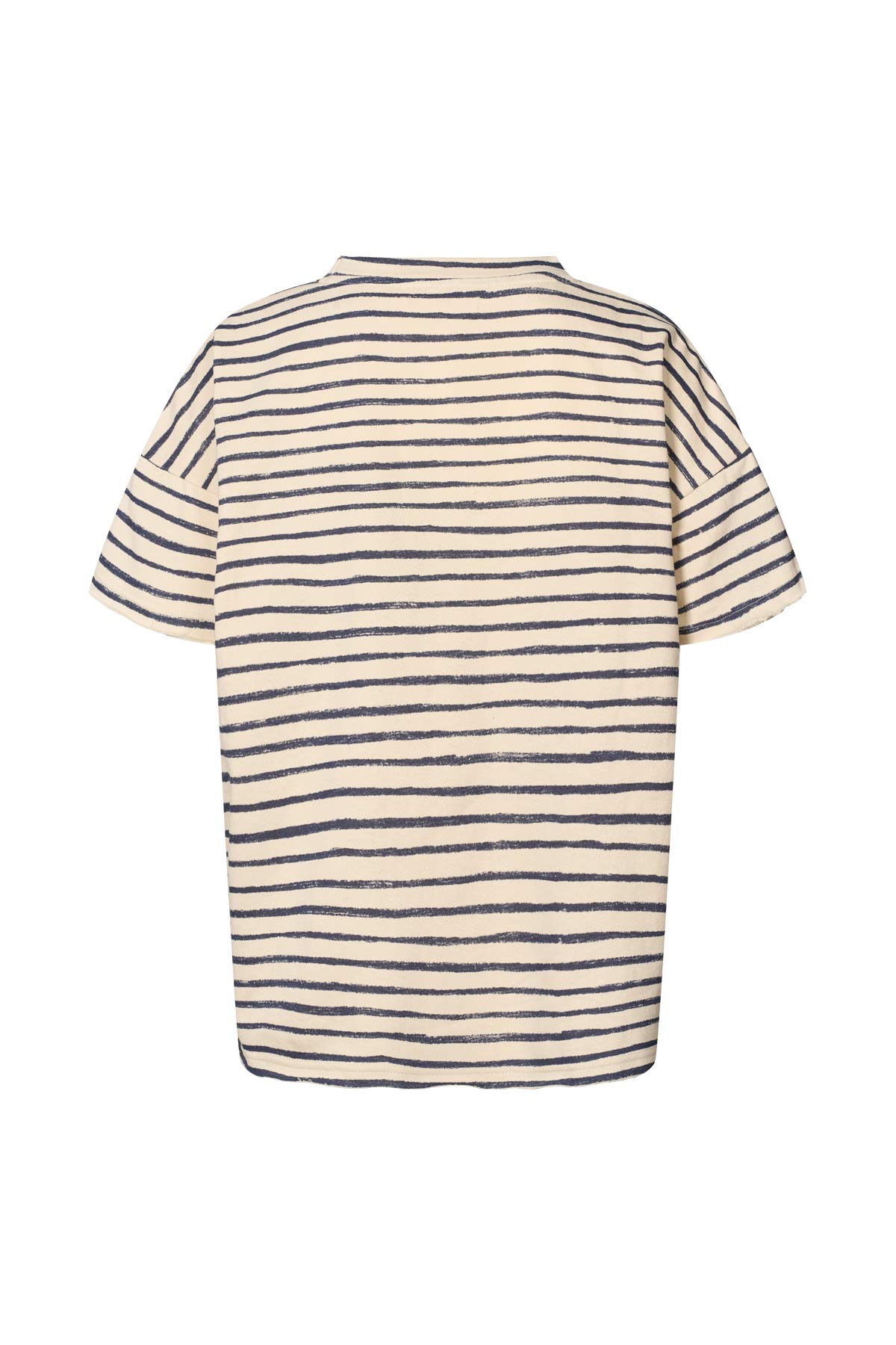 Margot - Light stretch cropped t-shirt I Oyster navy stripe 4 - Rabens Saloner - DK