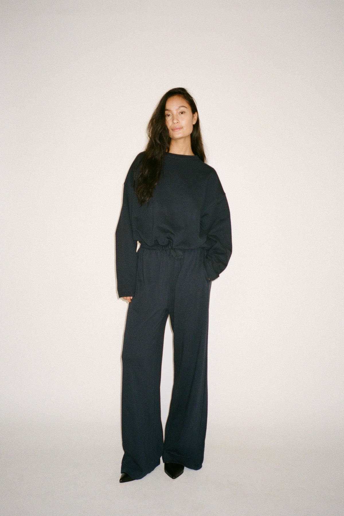 Sheela - Sweat drawstring top I Navy 3 - Rabens Saloner - DK