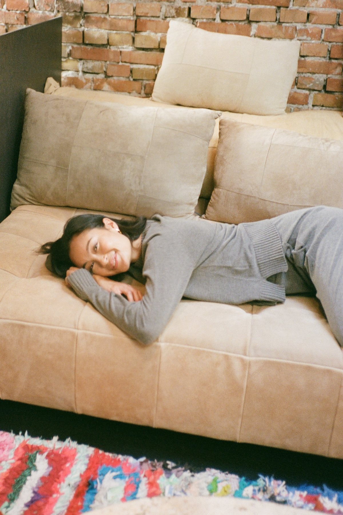 Ruca - Knit lounge boxy sweater I Mole melange 3 - Rabens Saloner - DK