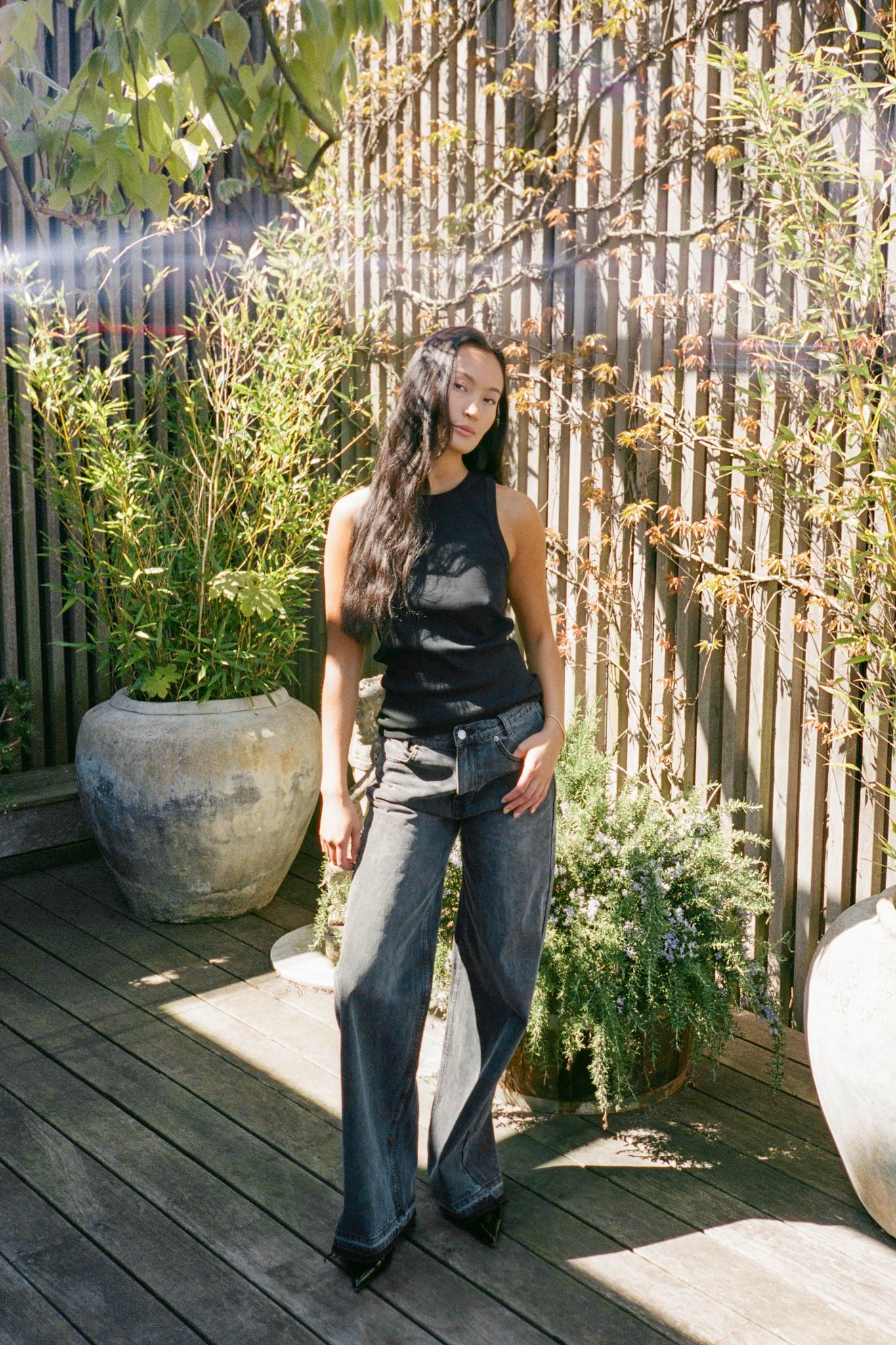 Nelle - Rib jersey tank I Black 3 - Rabens Saloner - DK