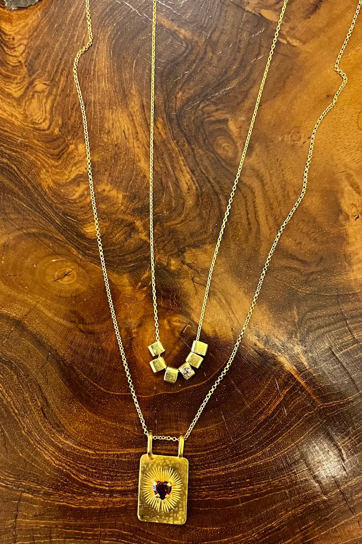 Square beads necklace - Nafsu I Gold 6 - Rabens Saloner - DK