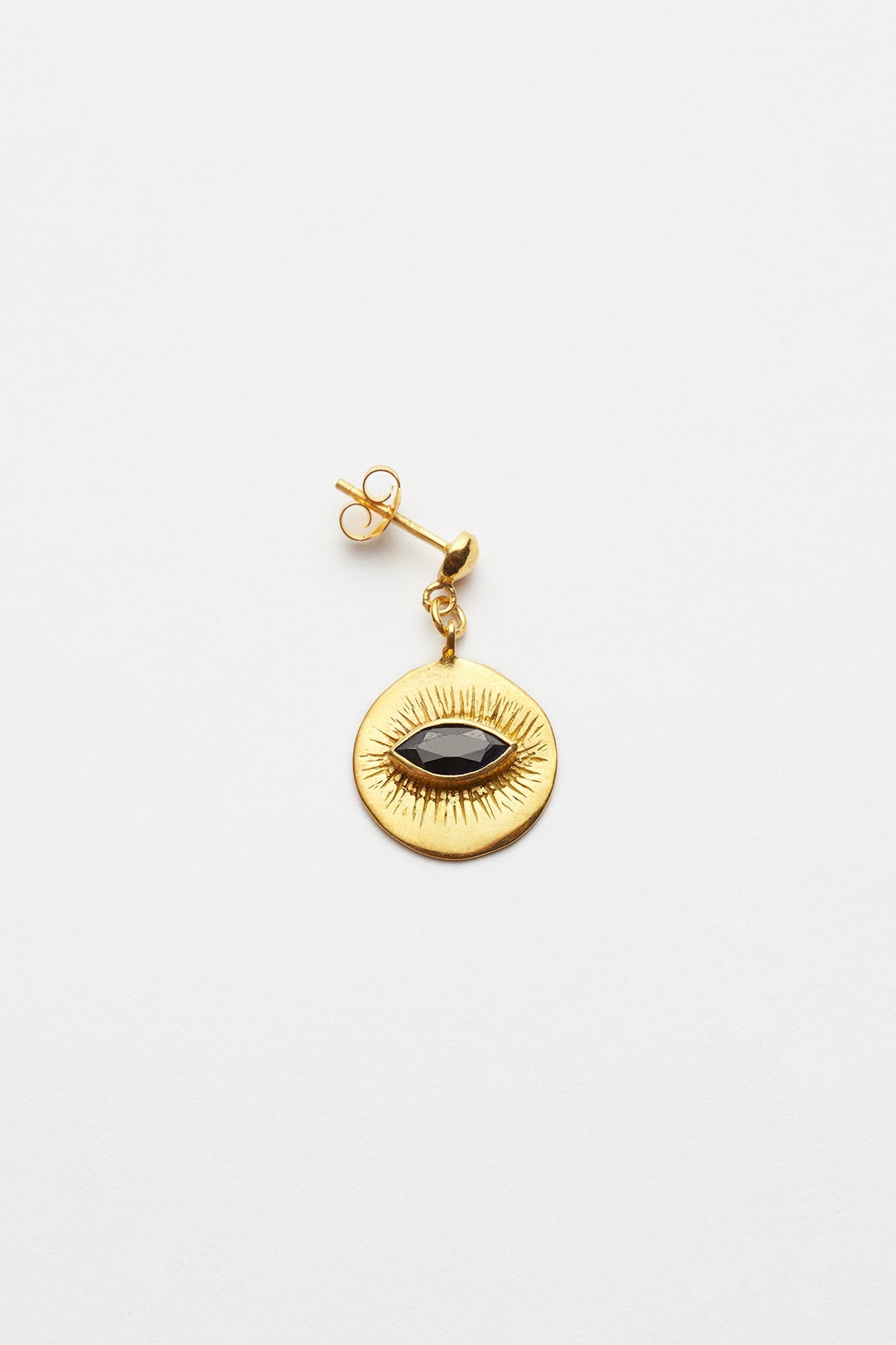 Nafsu - Earstick w/ round eye pendant I Gold plated/ Sapphire Gold plated/ Sapphire O/S 1 - Rabens Saloner - DK