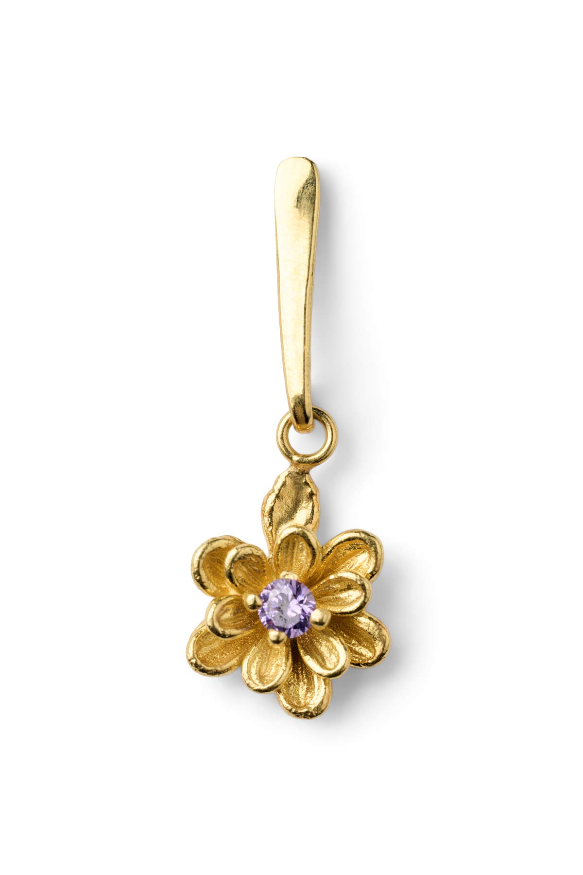 Stem Flower Stud - Nafsu I Gold w/ purple stone 2 - Rabens Saloner - DK