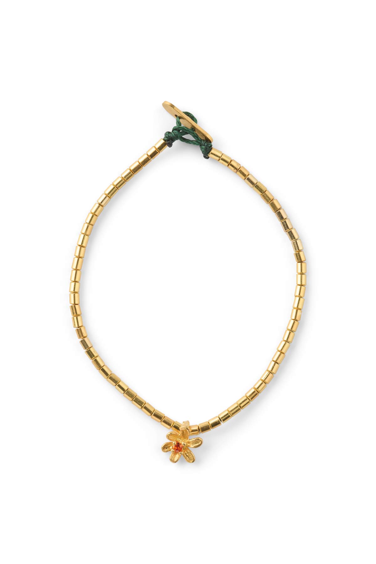Tube Bead Flower Bracelet - Nafsu I Gold w/ orange stone Gold w/ orange stone 1 - Rabens Saloner - DK