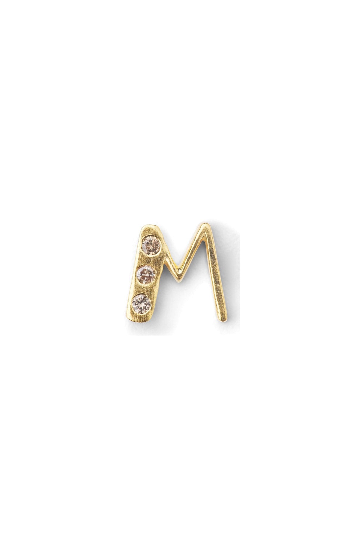 Diamond letter ear stud - Rabens Momento I Gold w/ Champaign diamond Gold w/ Champaign diamond M 1 - Rabens Saloner - DK