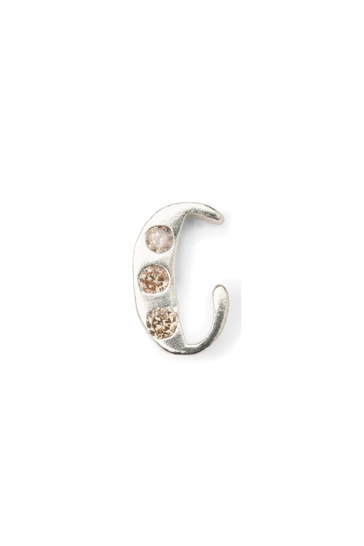 Diamond letter ear stud - Rabens Momento I Silver w/ Champagne diamond Silver w/ Champagne diamond C 11 - Rabens Saloner - DK