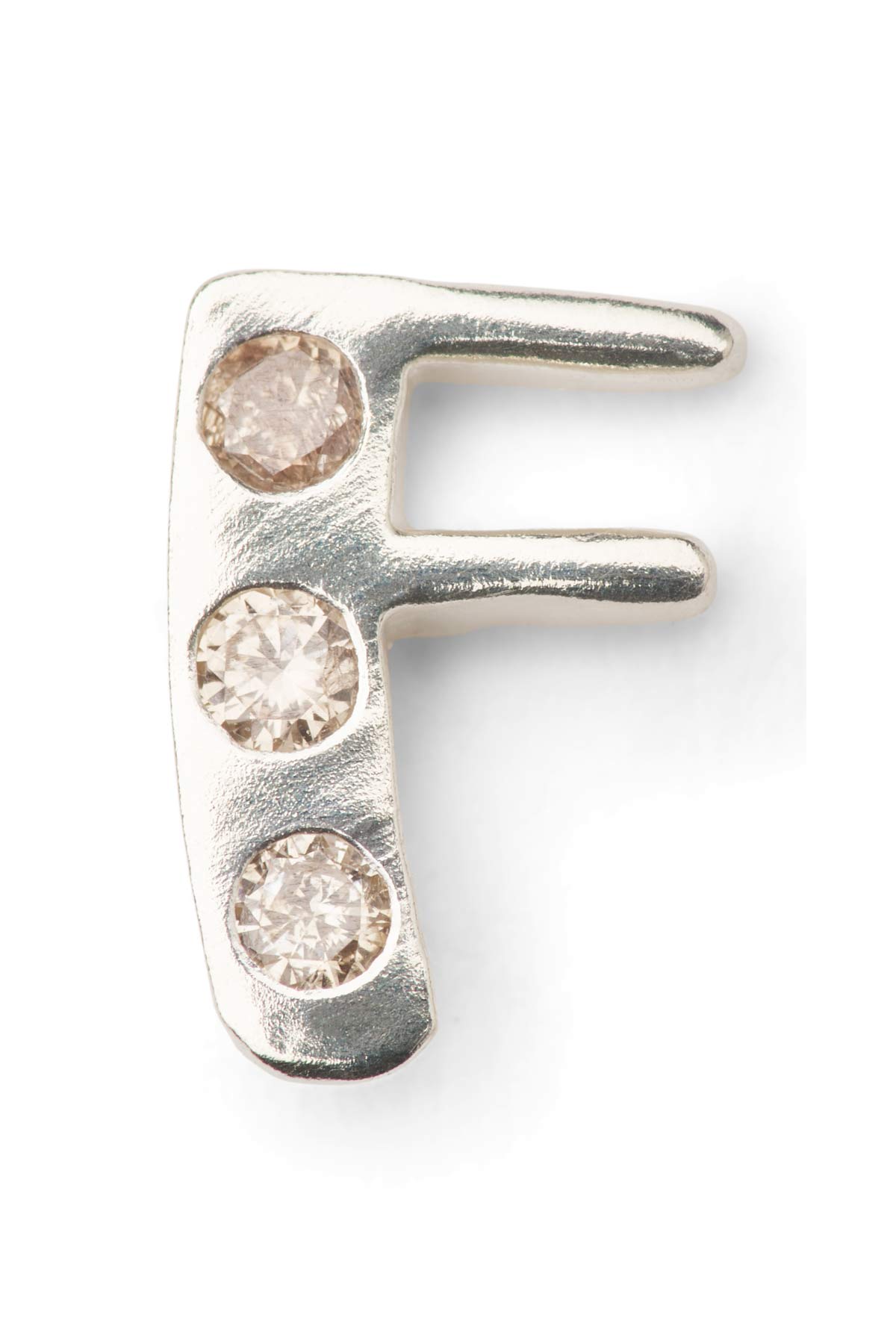 Diamond letter ear stud - Rabens Momento I Silver w/ Champaign diamond