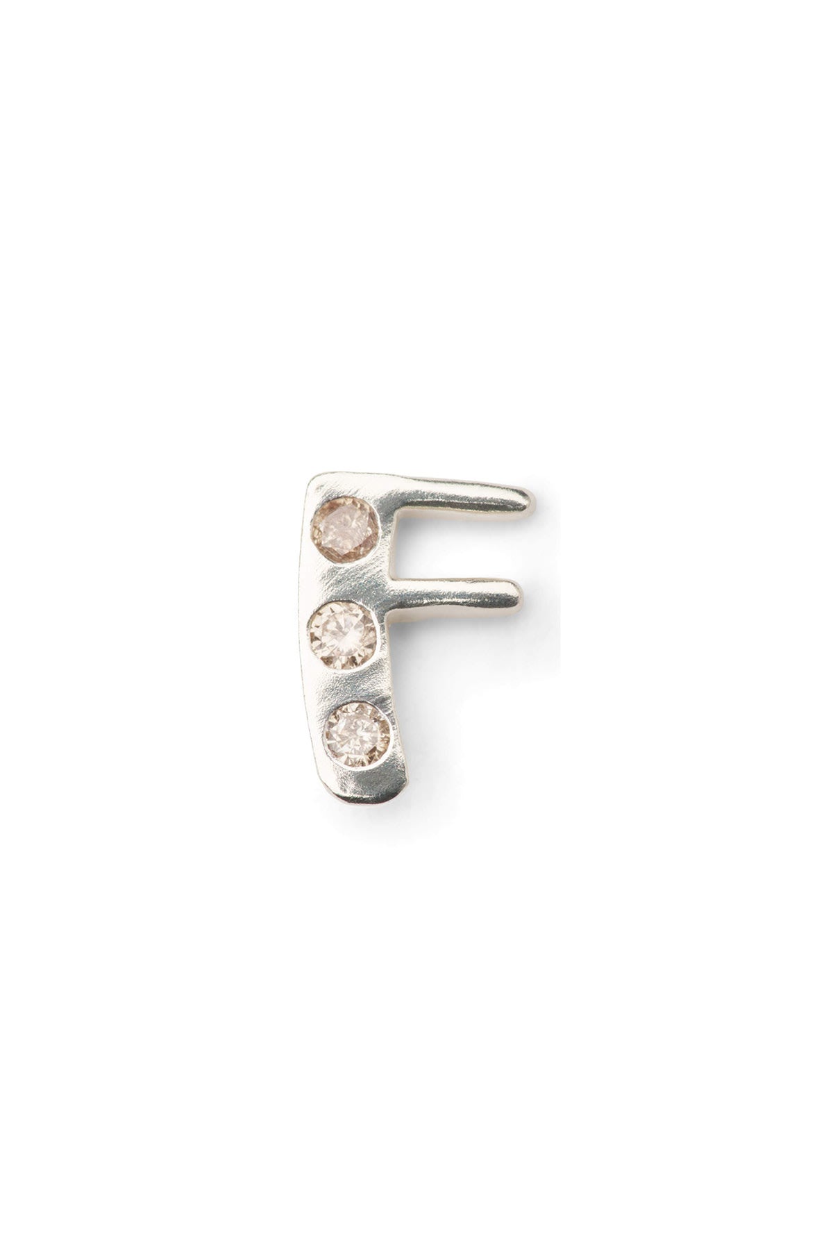 Diamond letter ear stud - Rabens Momento I Silver w/ Champagne diamond Silver w/ Champagne diamond F 17 - Rabens Saloner - DK