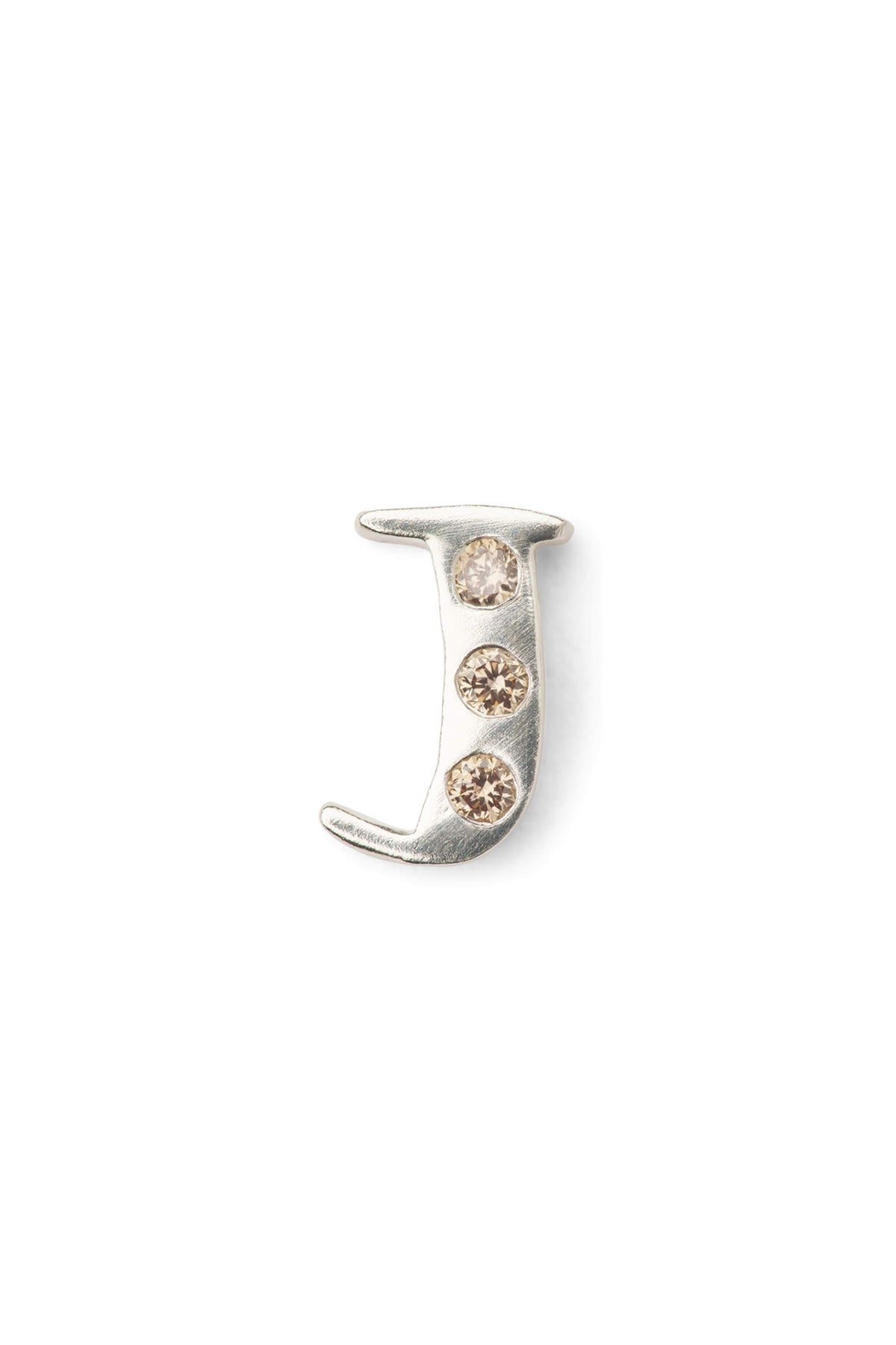 Diamond letter ear stud - Rabens Momento I Silver w/ Champagne diamond Silver w/ Champagne diamond J 25 - Rabens Saloner - DK