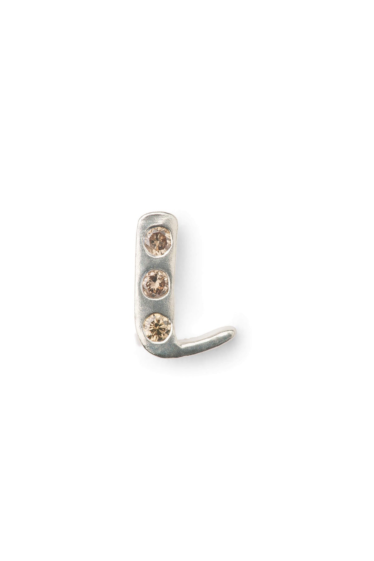 Diamond letter ear stud - Rabens Momento I Silver w/ Champaign diamond Silver w/ Champaign diamond L 3 - Rabens Saloner - DK