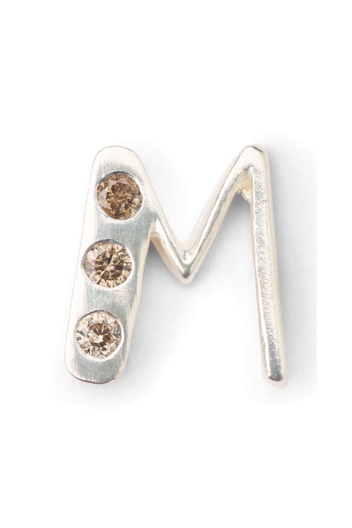 Diamond letter ear stud - Rabens Momento I Silver w/ Champaign diamond