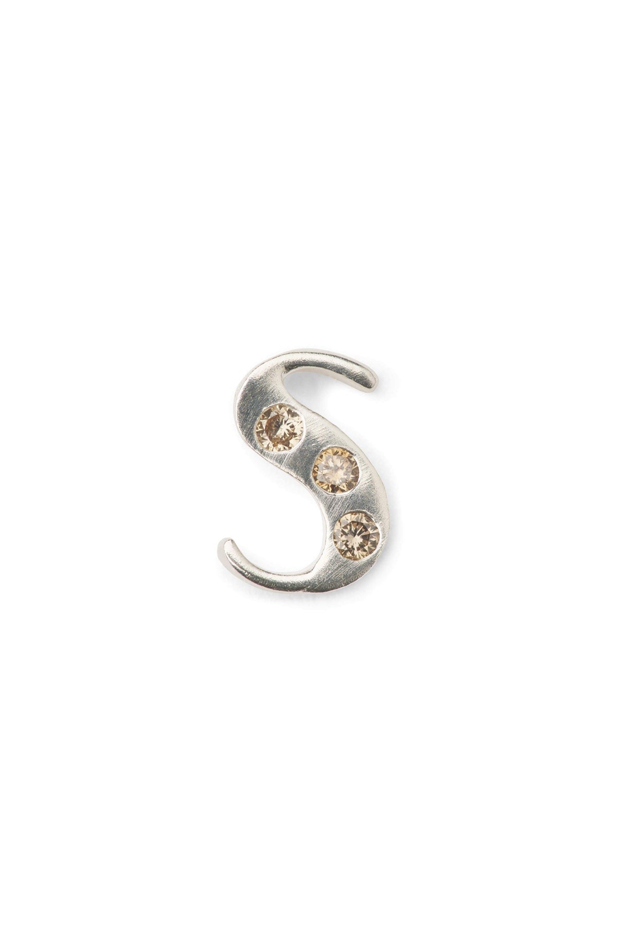 Diamond letter ear stud - Rabens Momento I Silver w/ Champagne diamond Silver w/ Champagne diamond S 1 - Rabens Saloner - DK