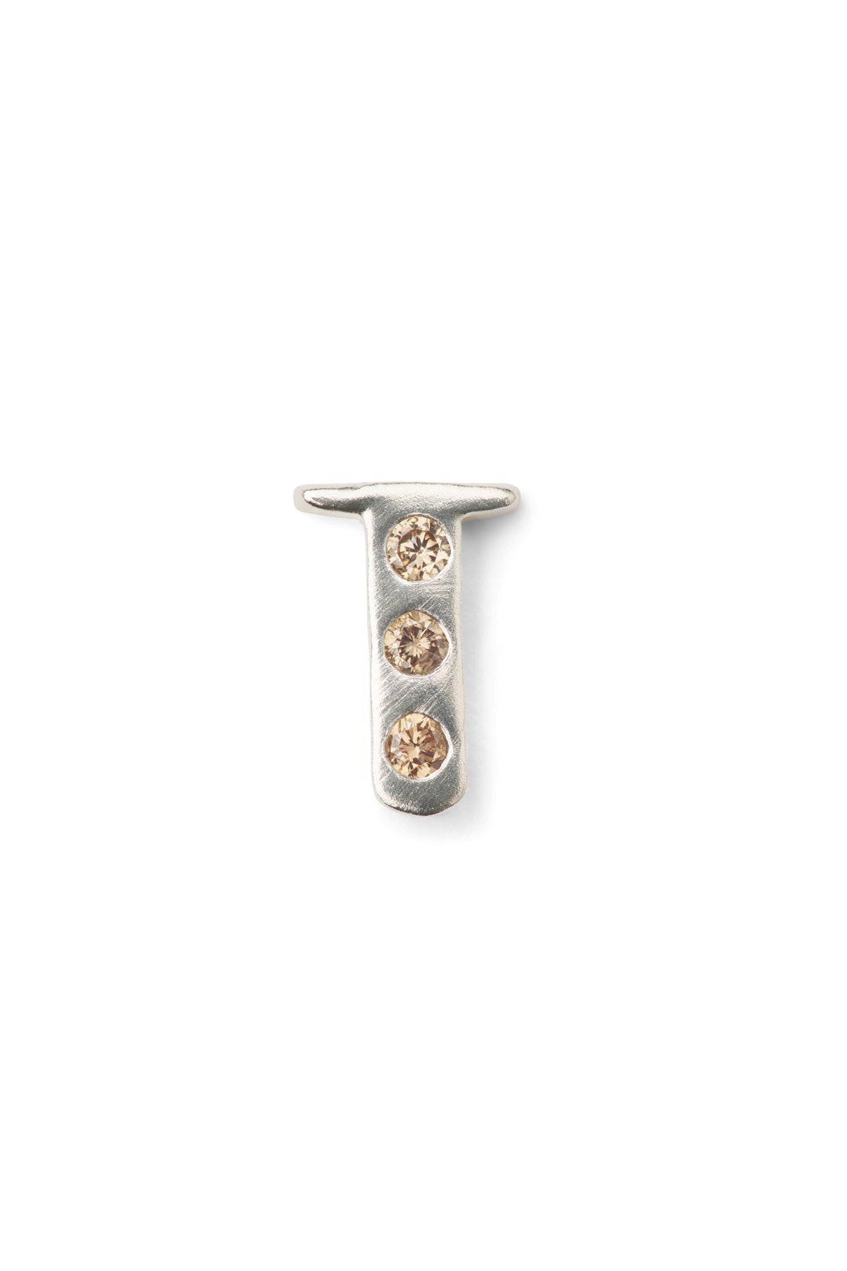 Diamond letter ear stud - Rabens Momento I Silver w/ Champaign diamond