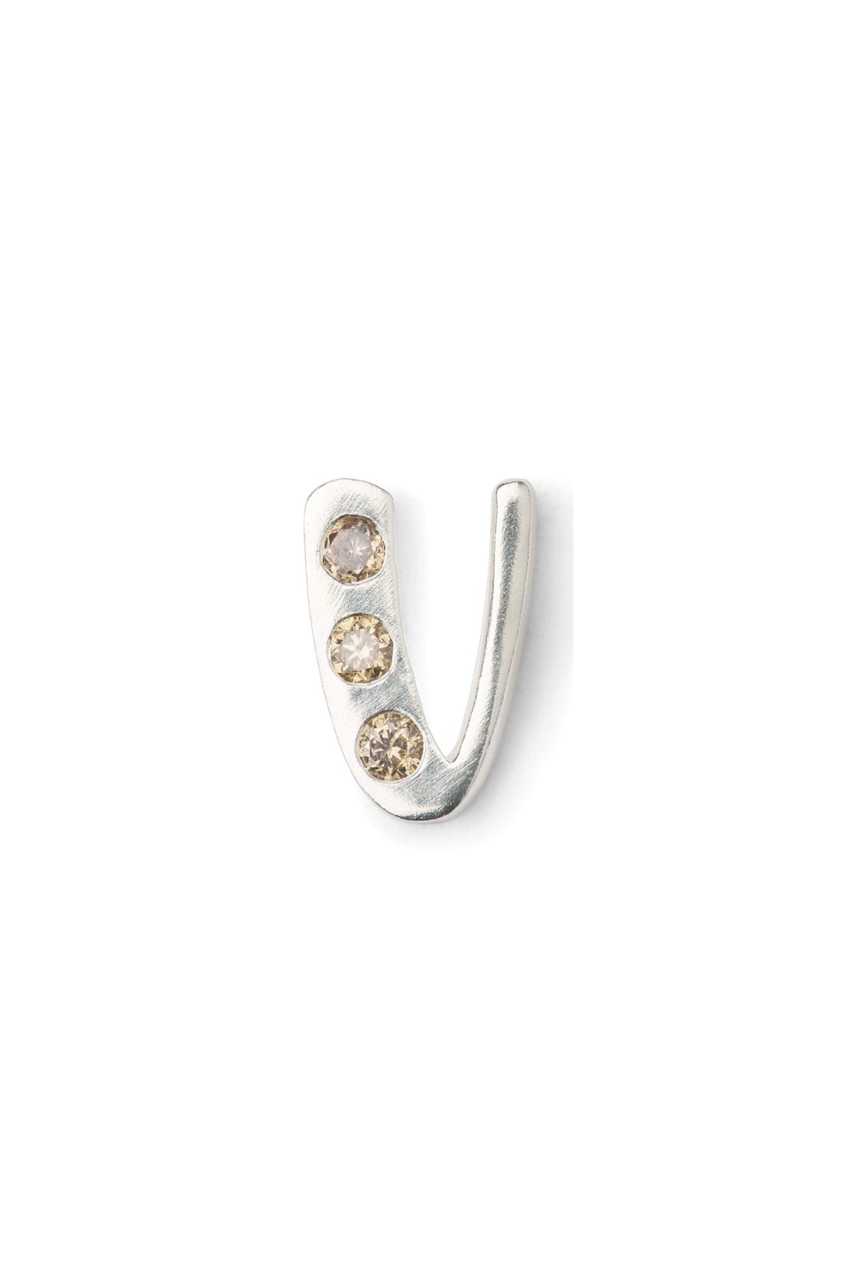 Diamond letter ear stud - Rabens Momento I Silver w/ Champaign diamond