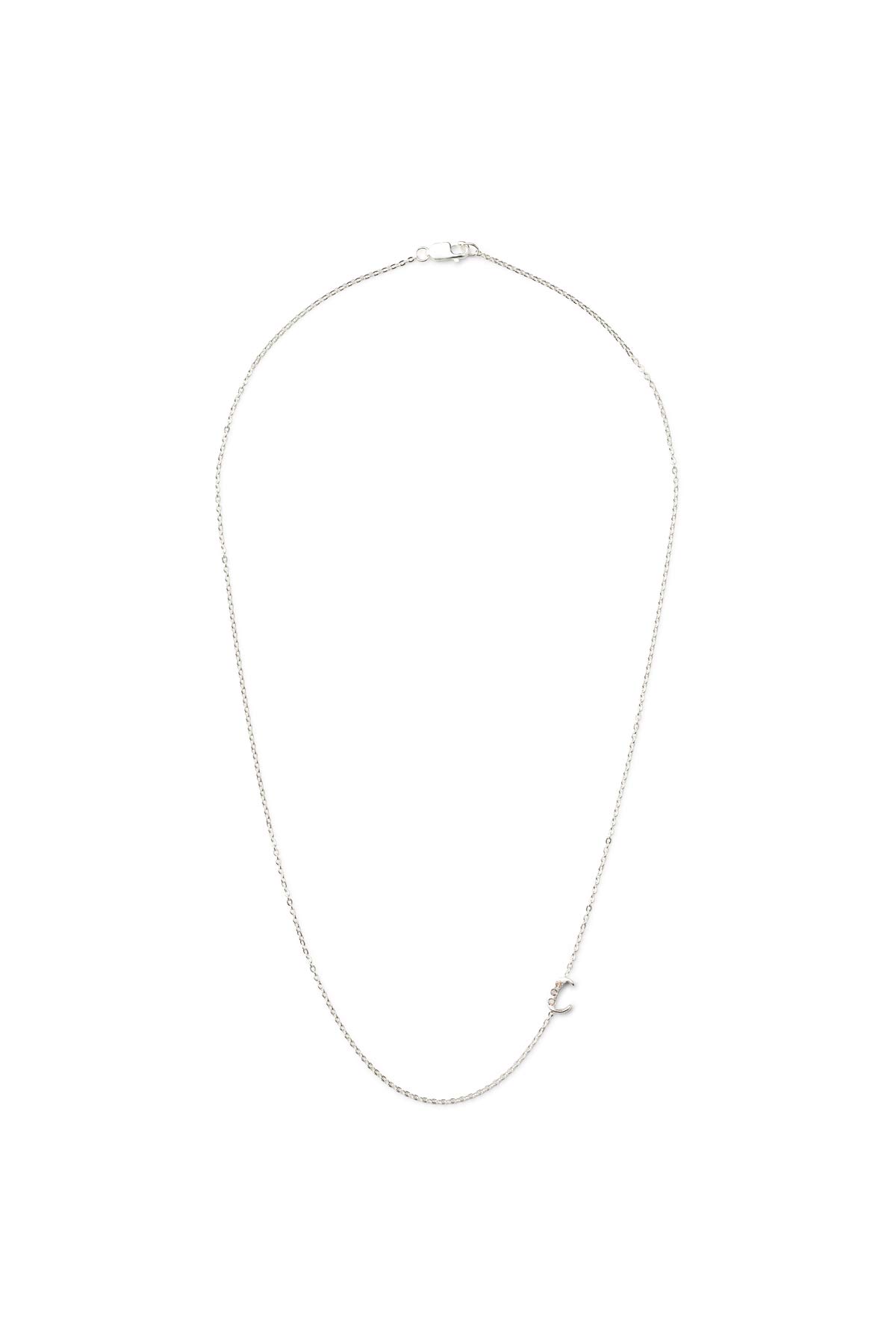 Diamond letter necklace - Rabens Momento I Silver w/ Champaign diamond 13 - Rabens Saloner - DK
