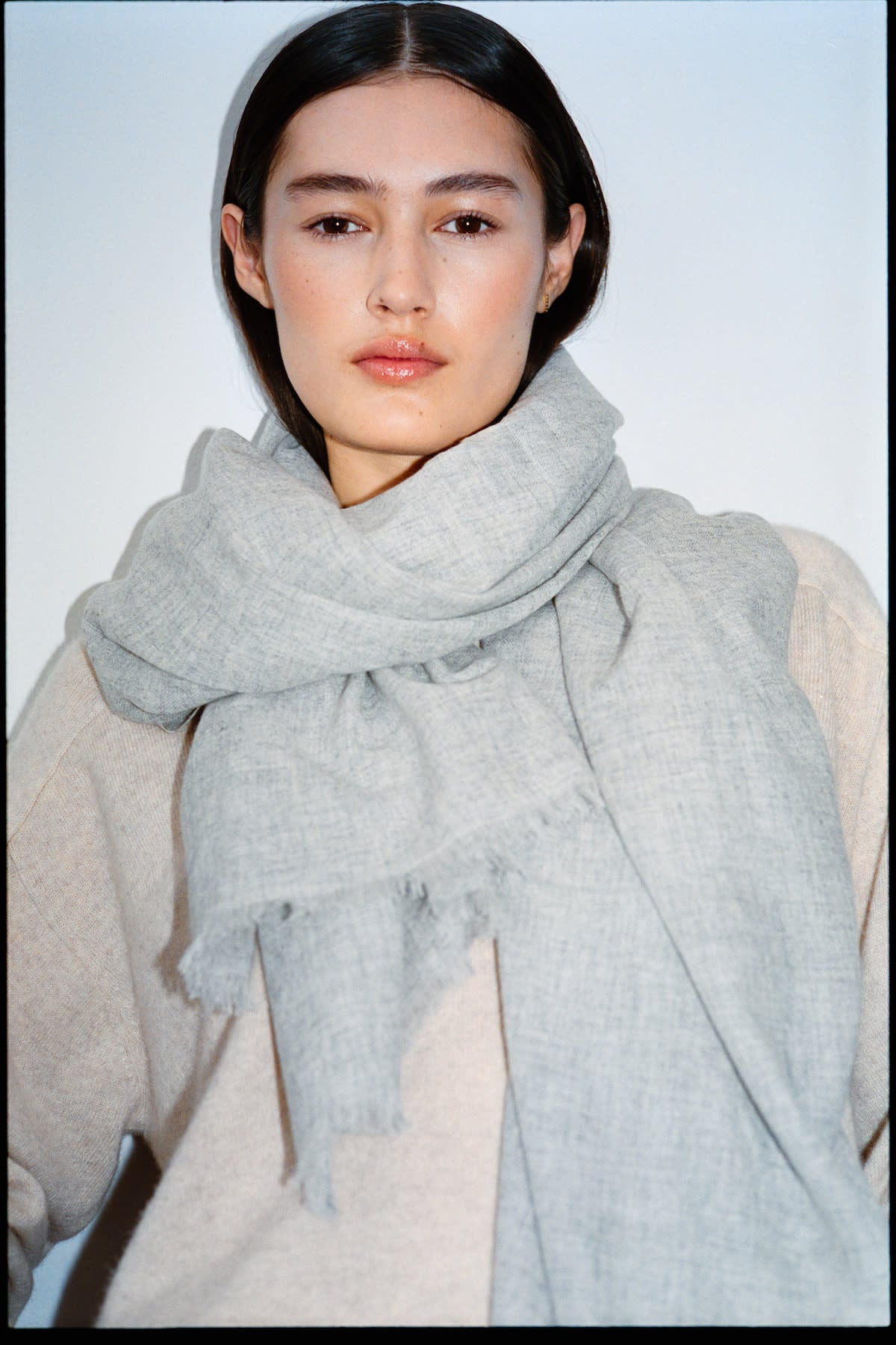 Wool cash scarf - Caroliva I Light grey melange Light grey melange O/S 1 - Rabens Saloner - DK