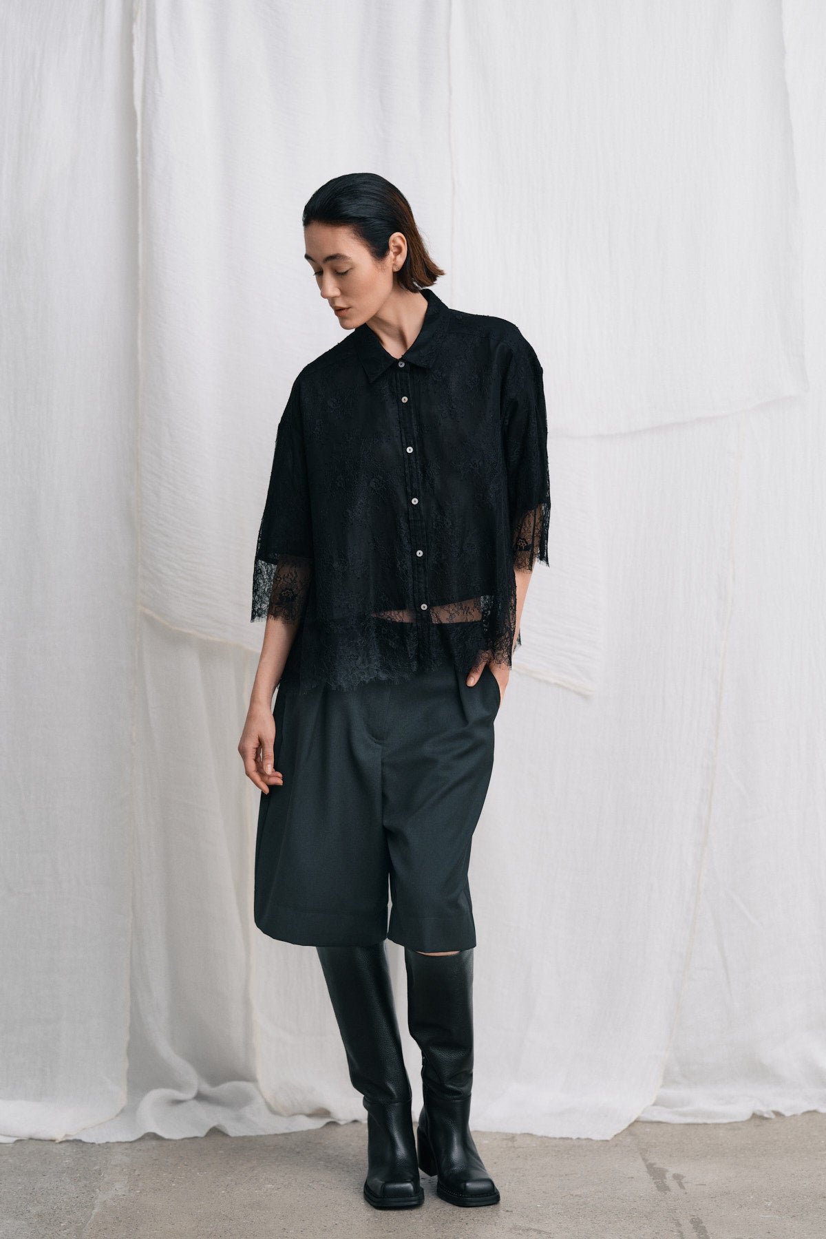 Babara - Laced multi layer shirt I Black 6 - Rabens Saloner - DK