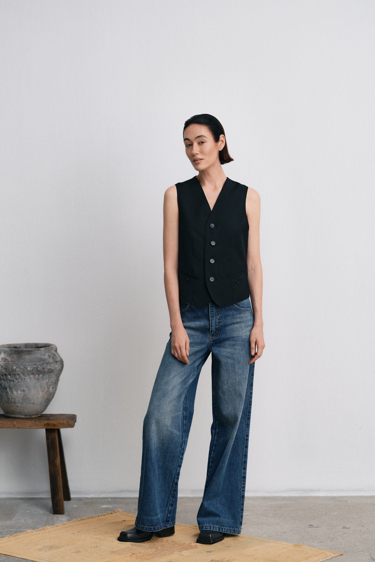 Dalia - Denim retro fit pants I Dark indigo 7 - Rabens Saloner - DK