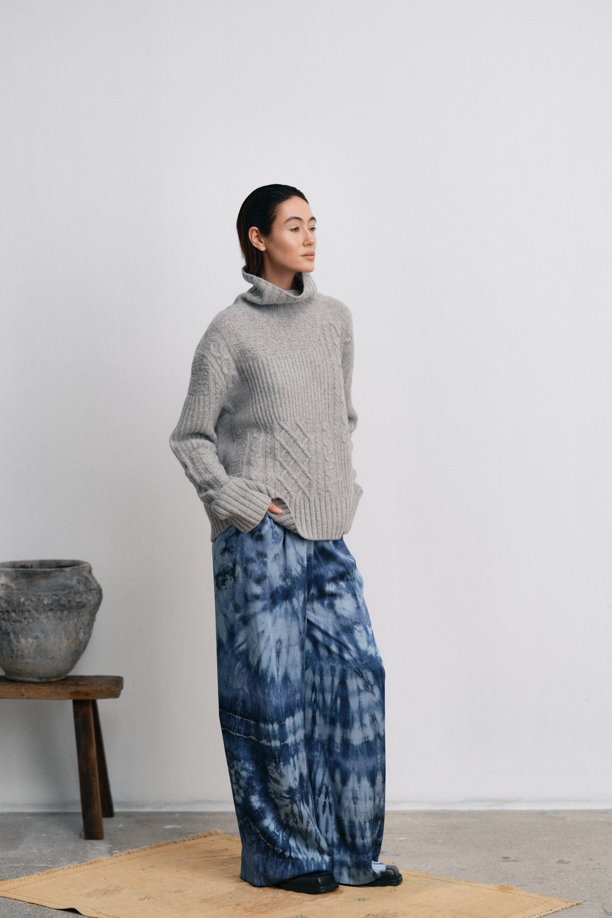 Anli - Patchwork knit sweater I Light grey melange 6 - Rabens Saloner - DK