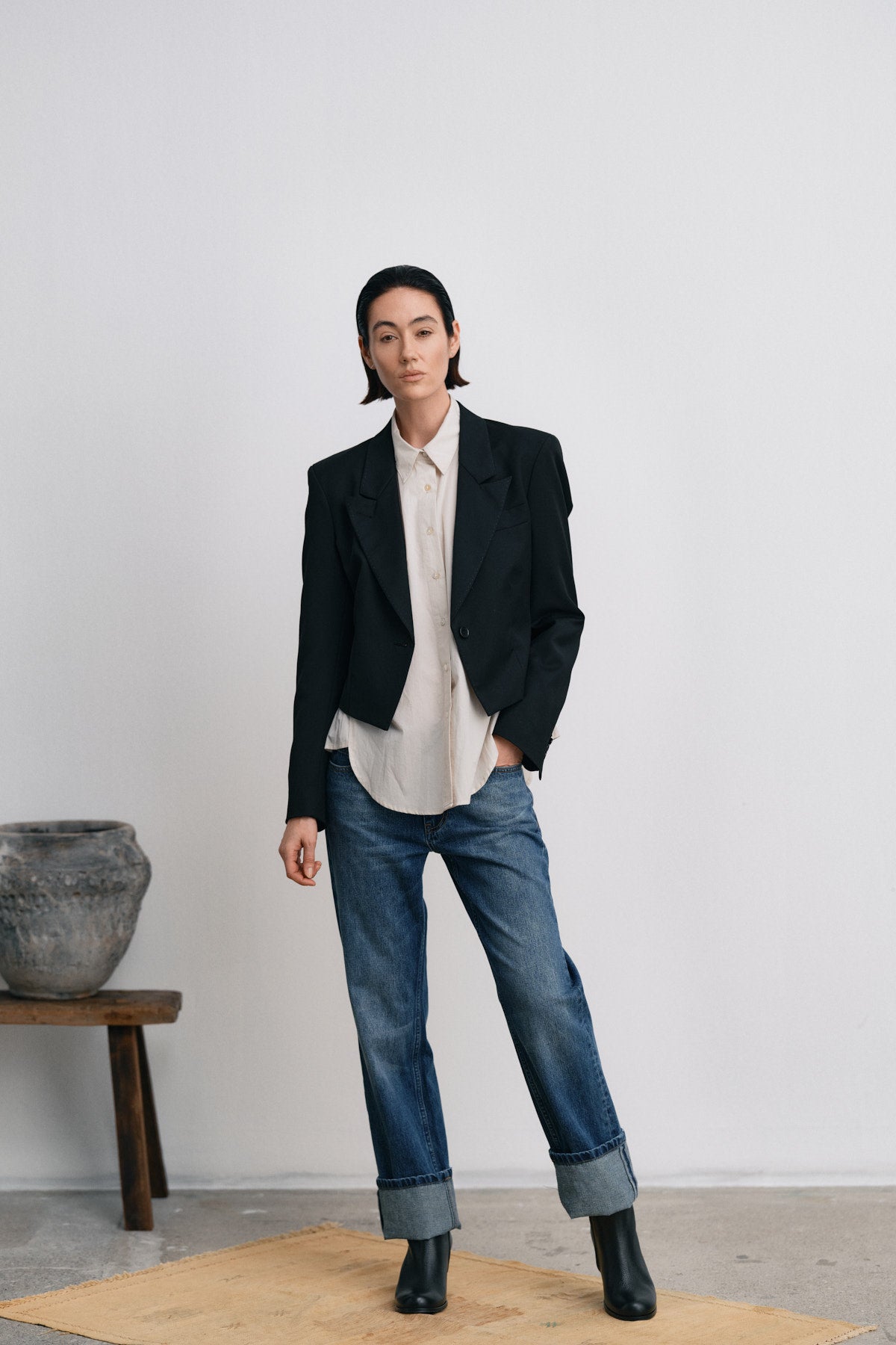 Lorelei - Denim loose fit pants I Dark indigo 9 - Rabens Saloner - DK